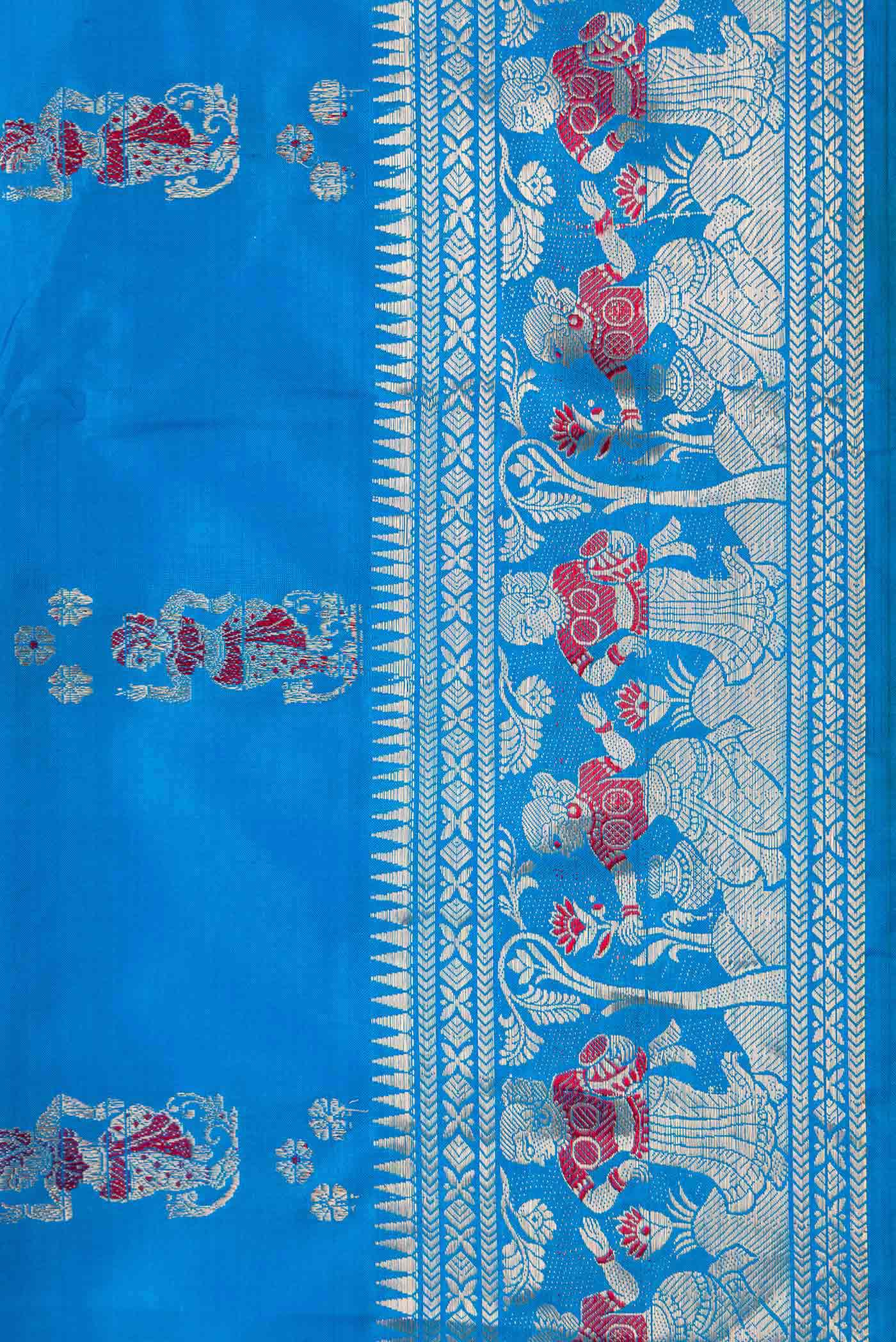 Sky Blue Dual Tone Baluchari Silk Saree - Image 3