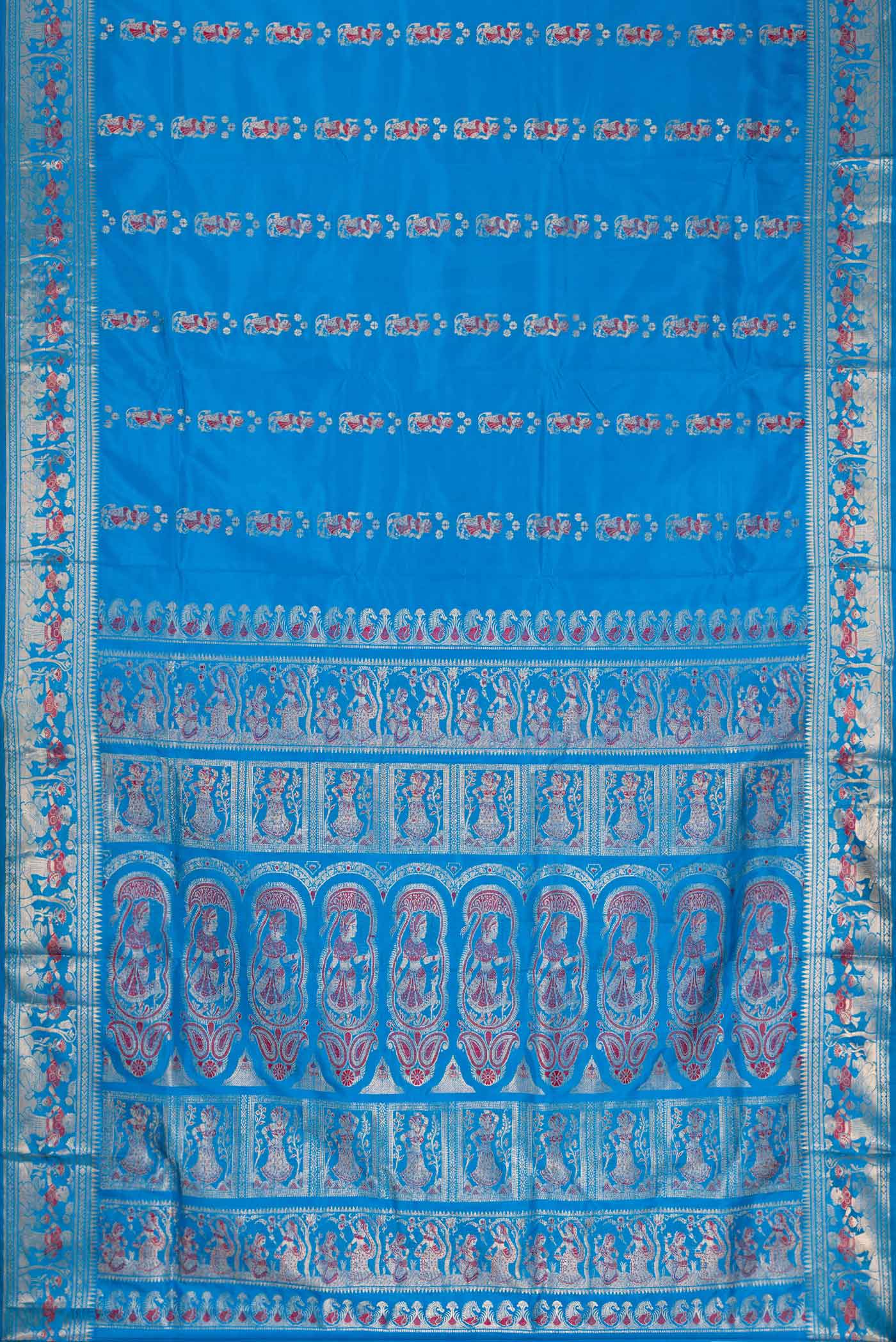 Sky Blue Dual Tone Baluchari Silk Saree - Image 6