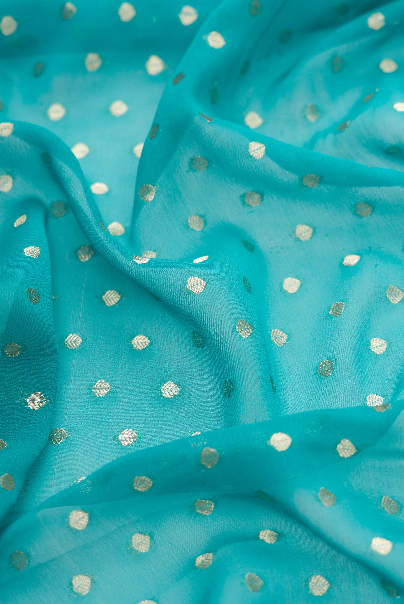 Sky Blue Mysore Georgette Saree - Image 2