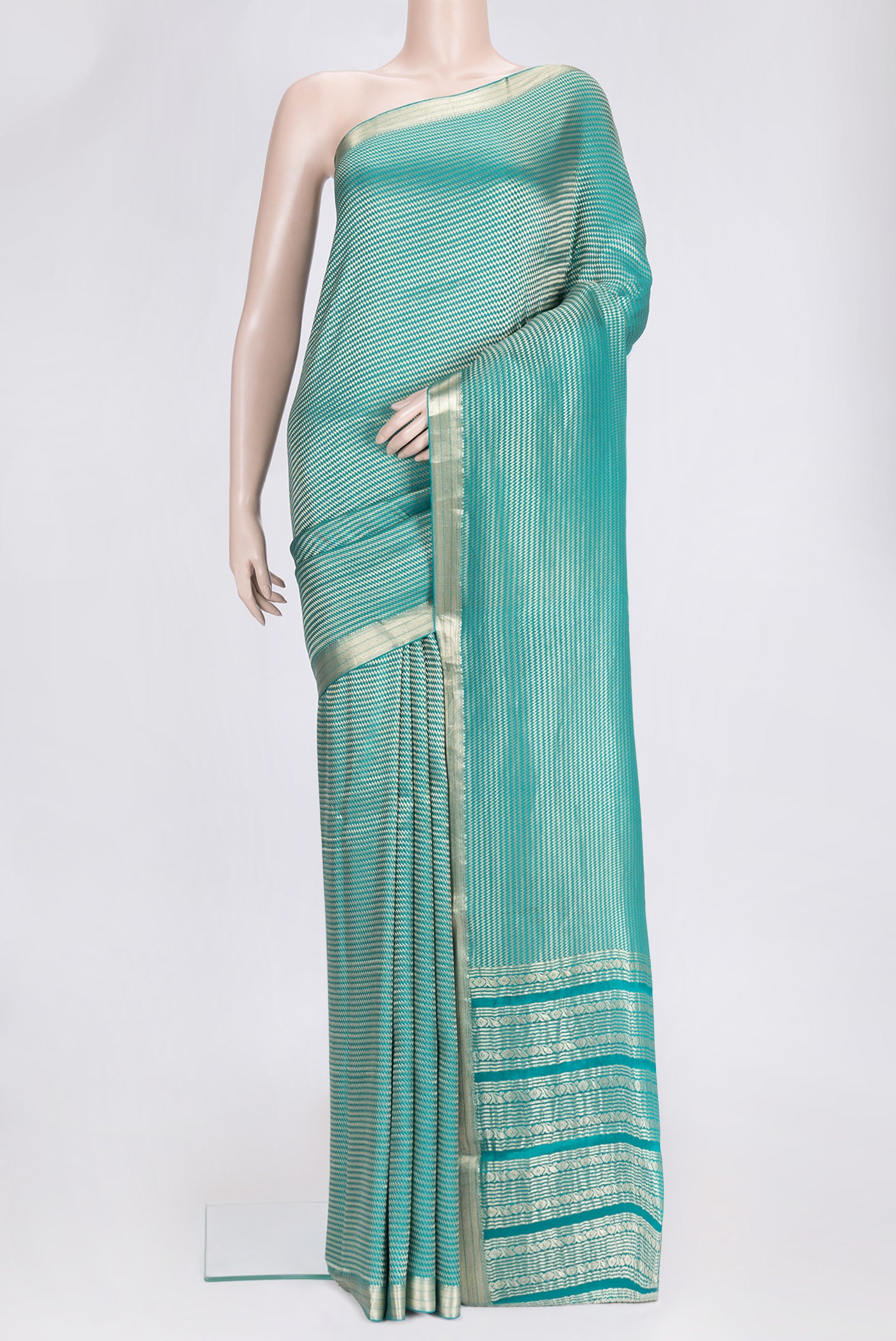 Blue Mysore Crepe Saree