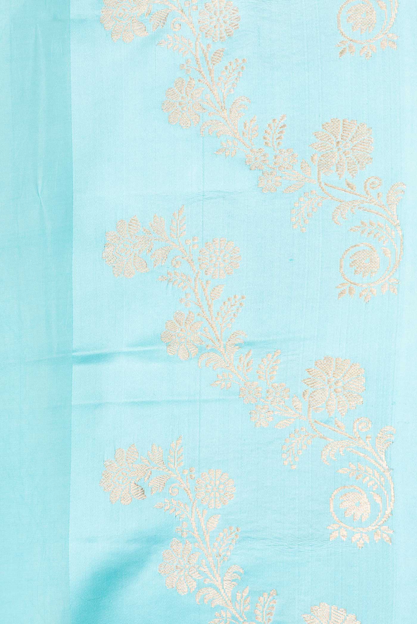 Sky Blue Banarasi Silk Saree - Image 3