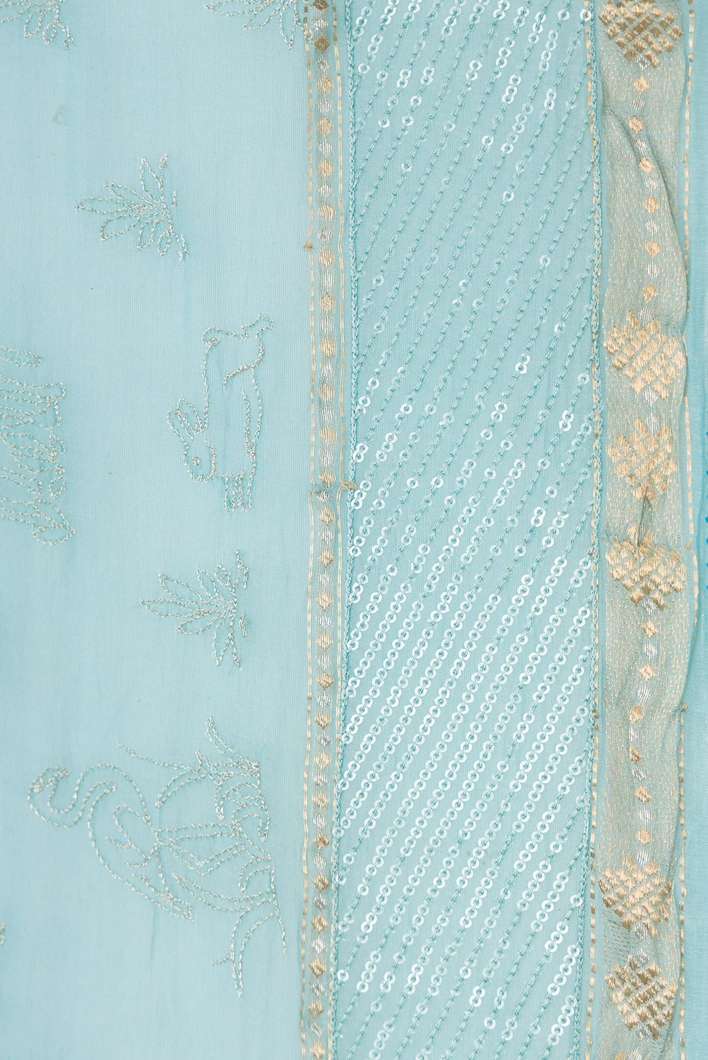Sky Blue Chanderi Silk Cotton Saree - Image 3