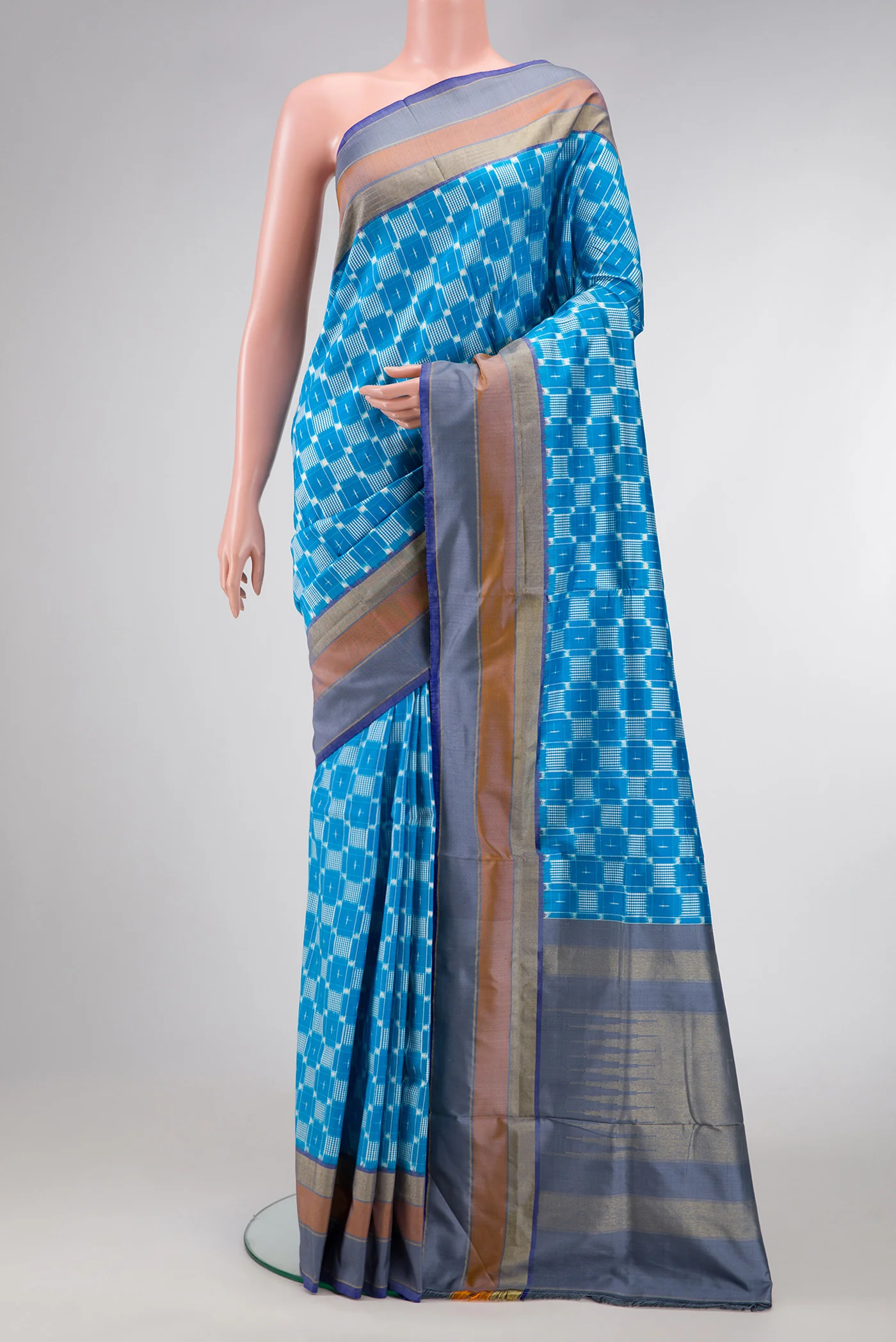 Sky Blue Pochampally Silk Saree