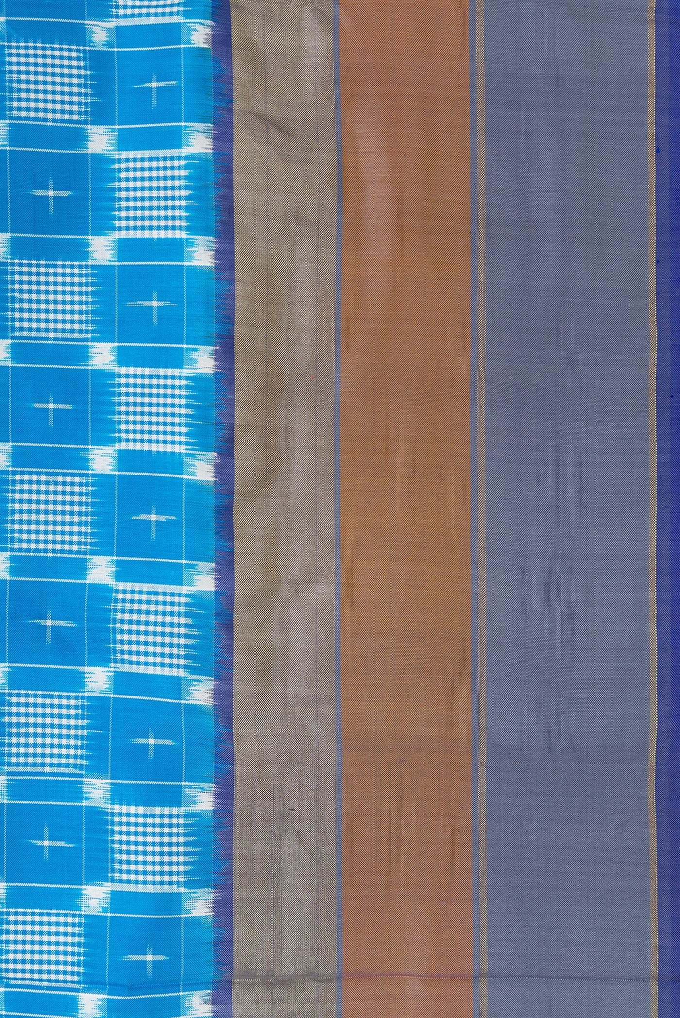 Sky Blue Pochampally Silk Saree - Image 3