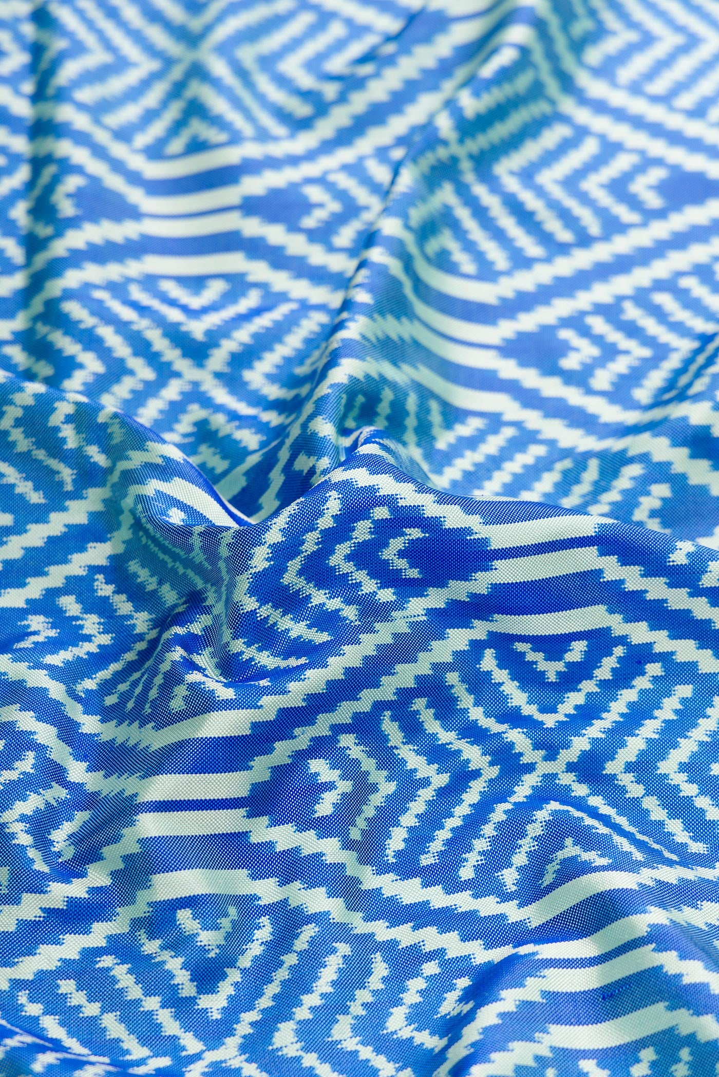 Sky Blue Double Ikat Saree - Image 2