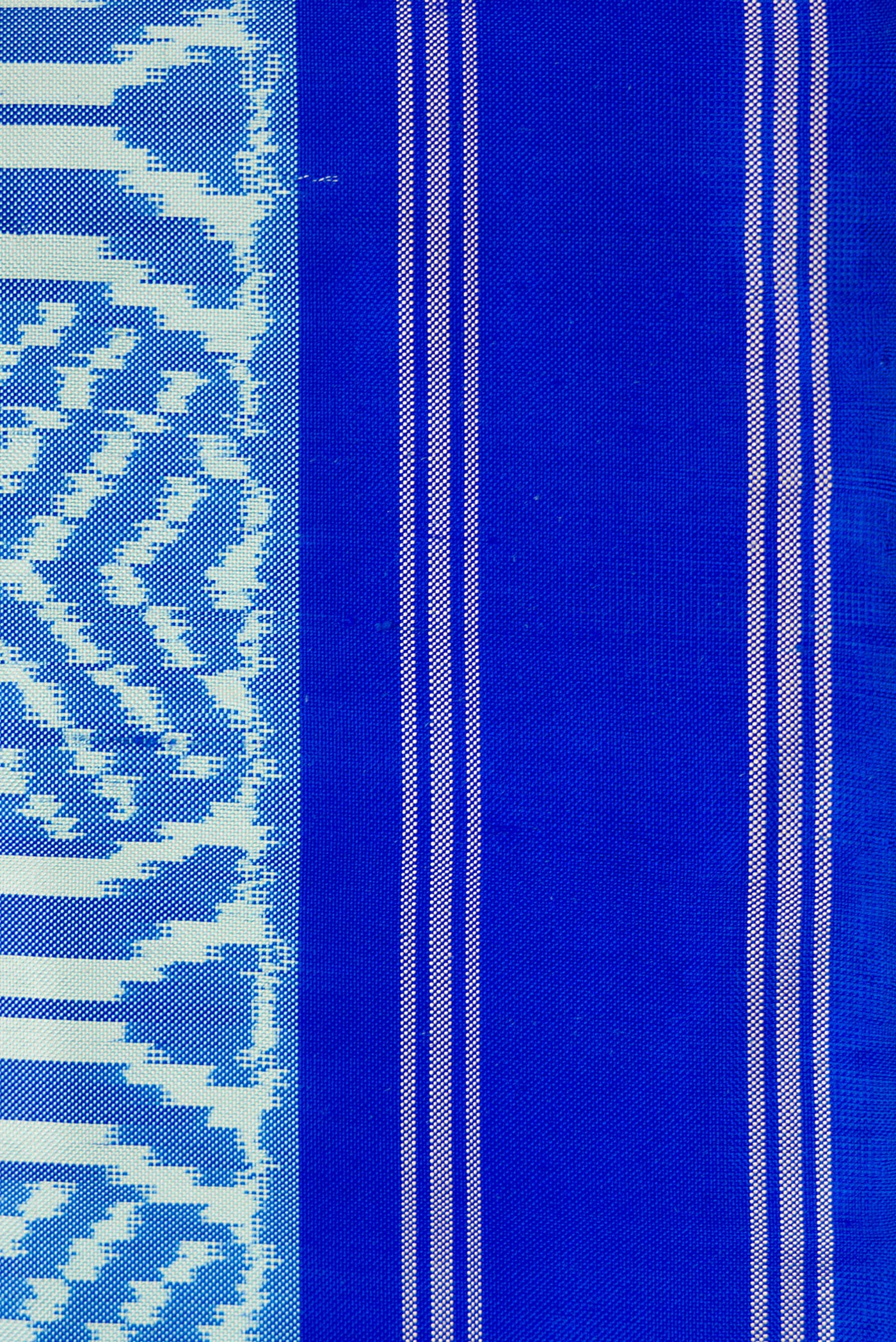Sky Blue Double Ikat Saree - Image 3