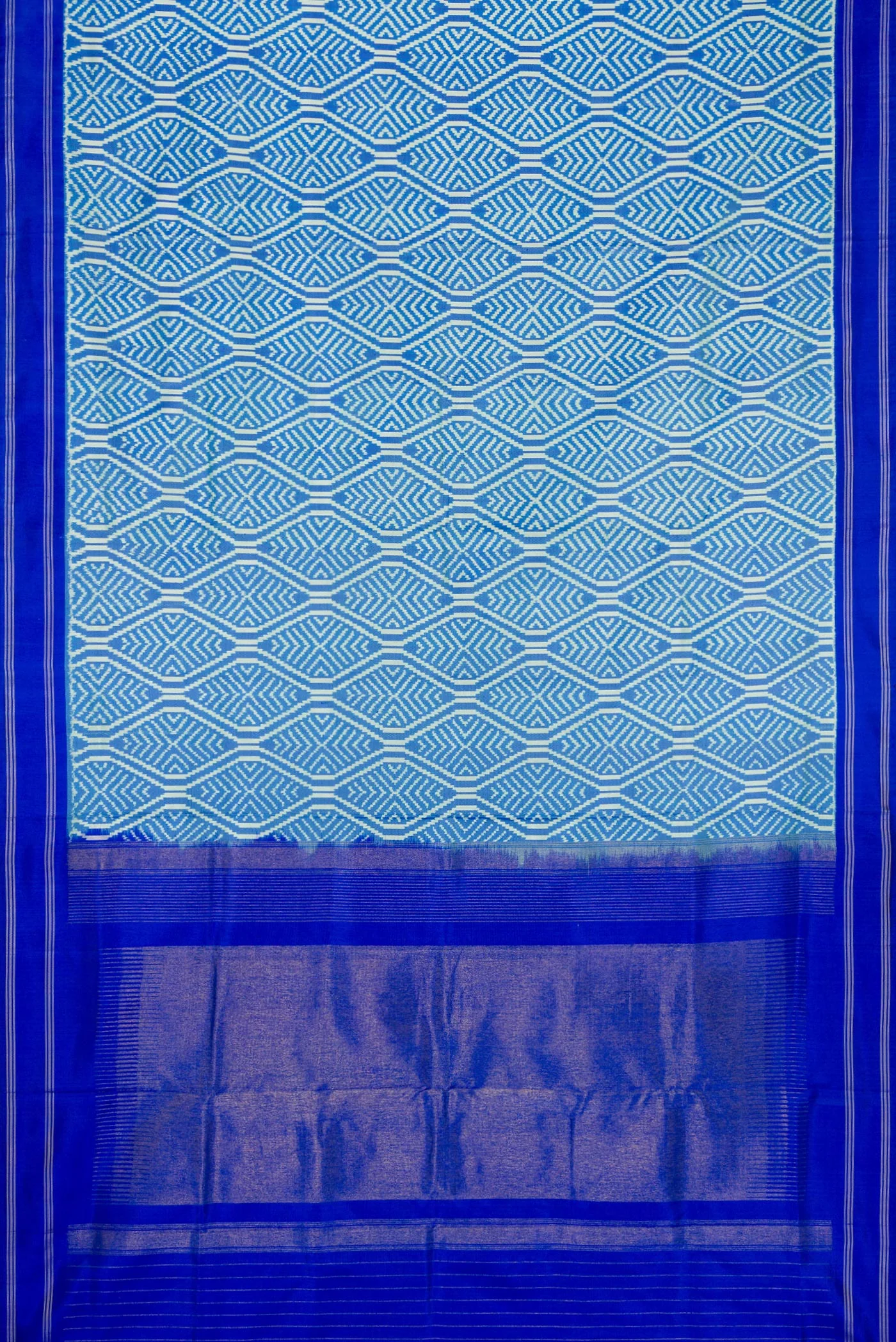 Sky Blue Double Ikat Saree - Image 6