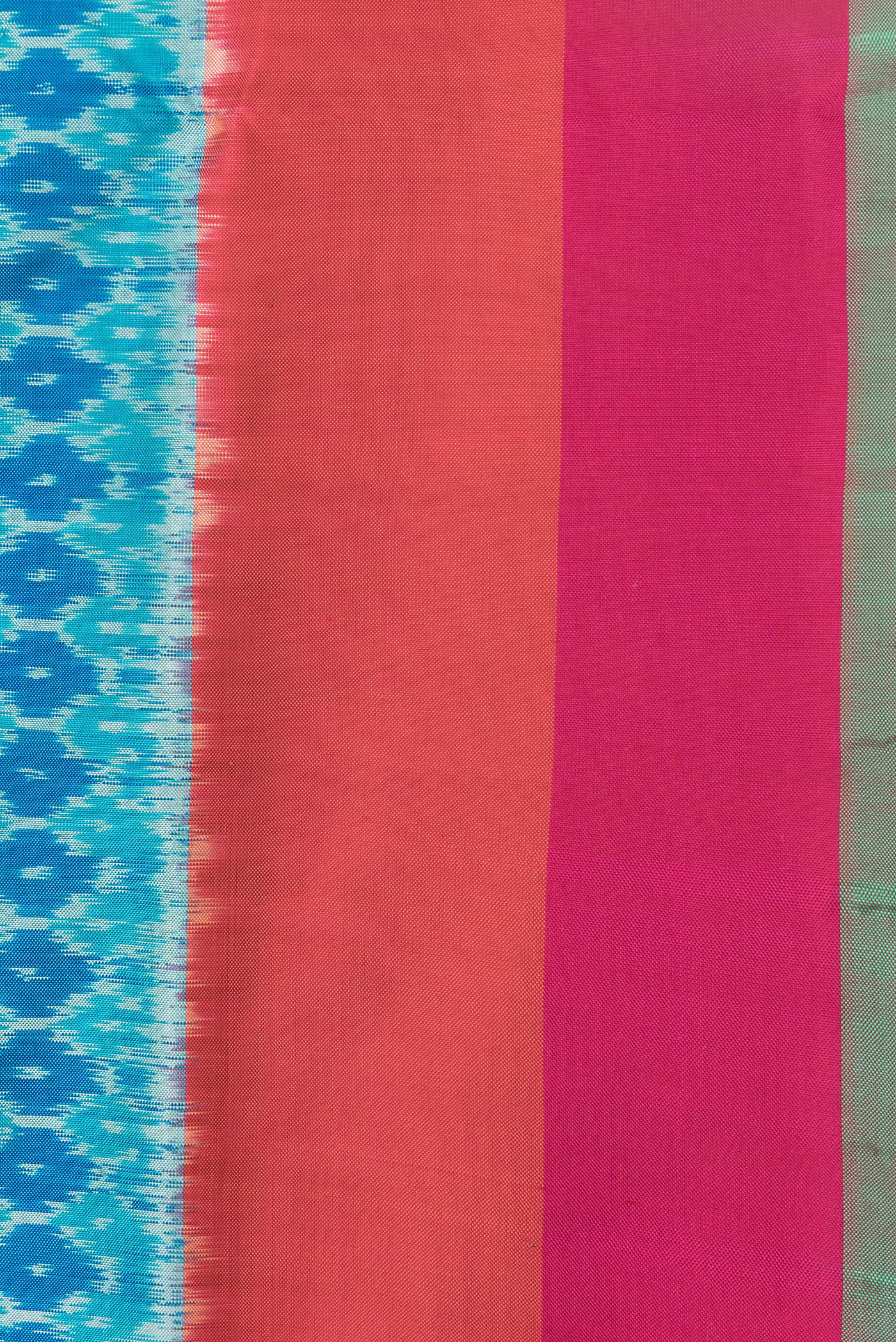 Sky Blue Pochampally Silk Saree - Image 3