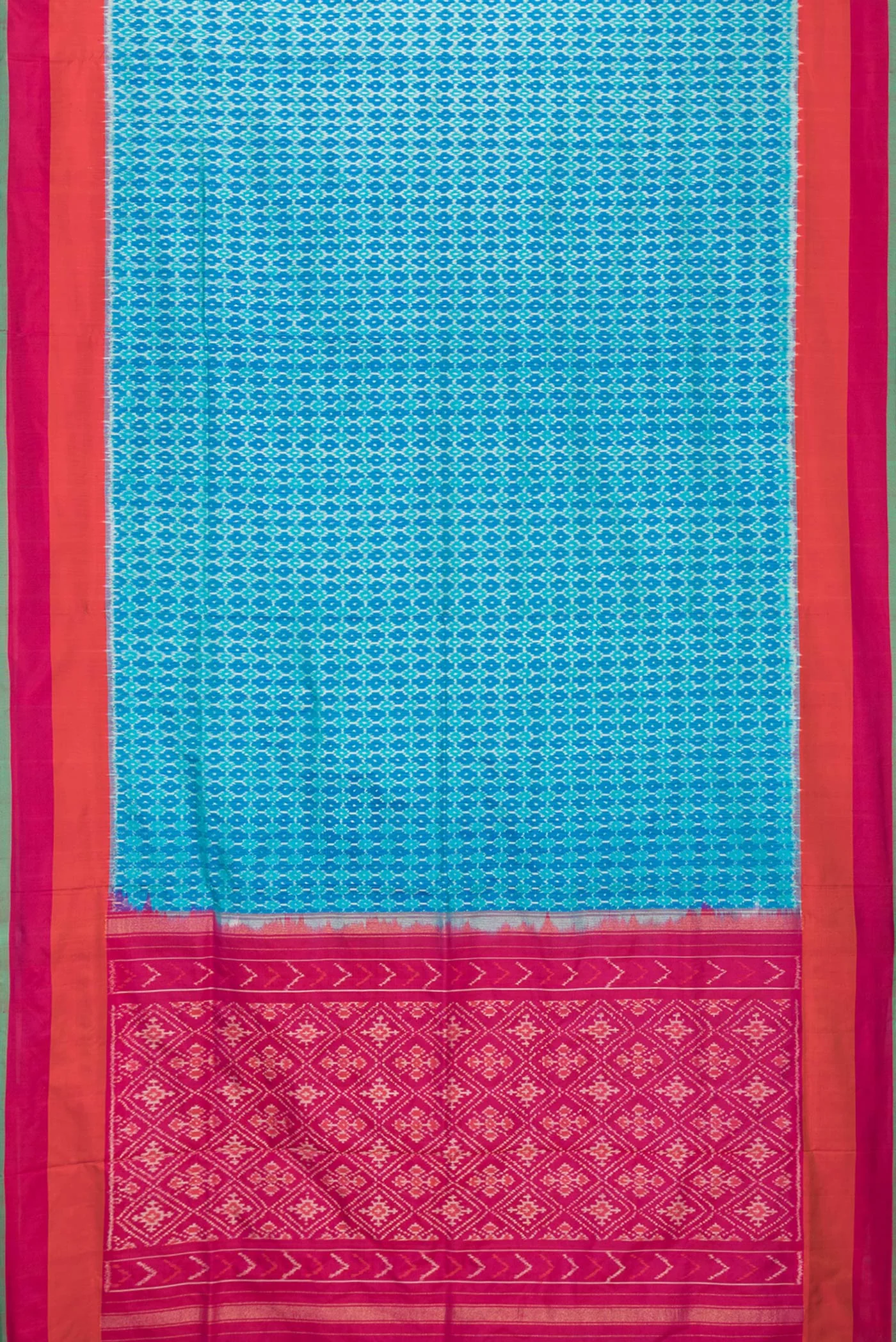 Sky Blue Pochampally Silk Saree - Image 6