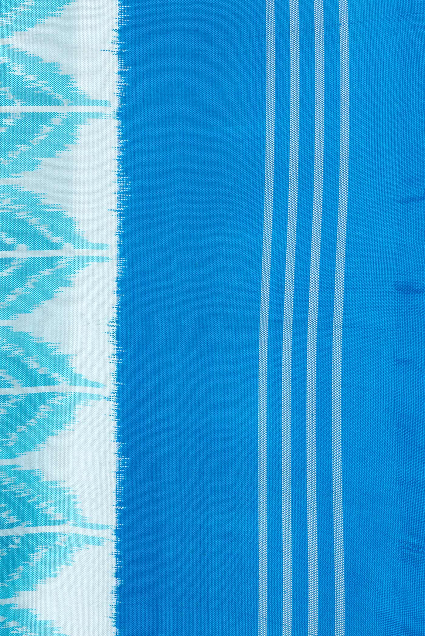 Light Blue Pochampally Silk Saree - Image 3