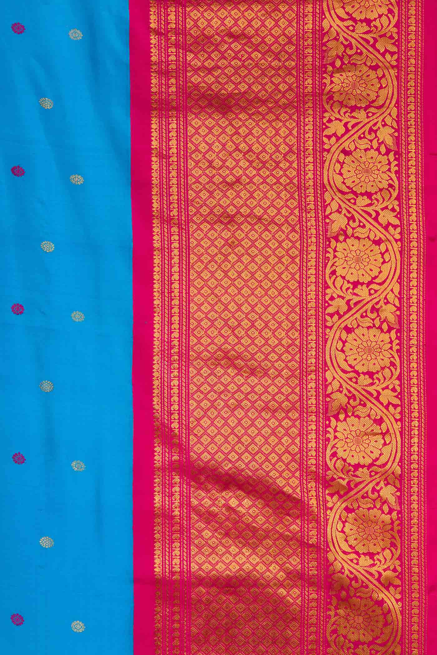 Sky Blue Dual Tone Gadwal Silk Saree - Image 3