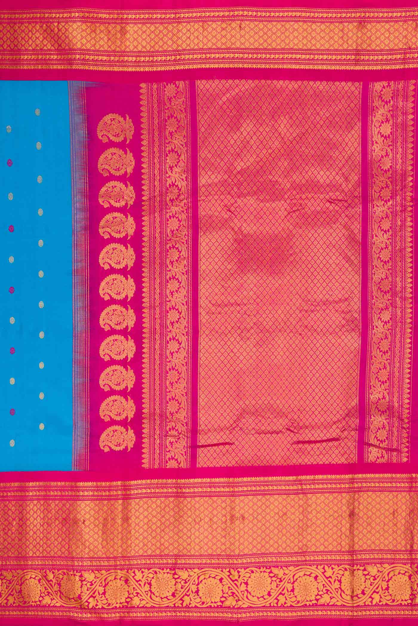 Sky Blue Dual Tone Gadwal Silk Saree - Image 7