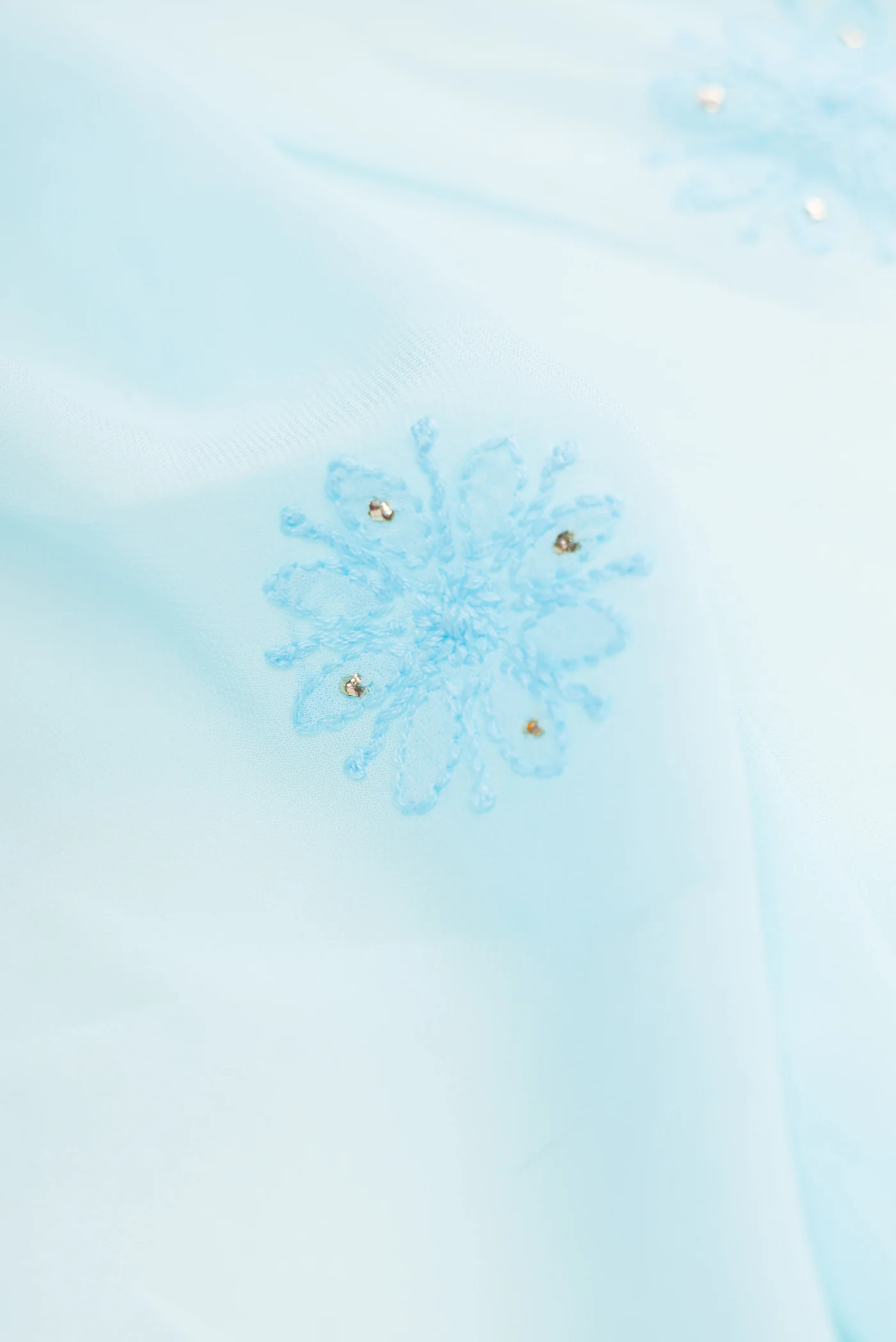 Sky Blue Chikankari Georgette Saree - Image 2