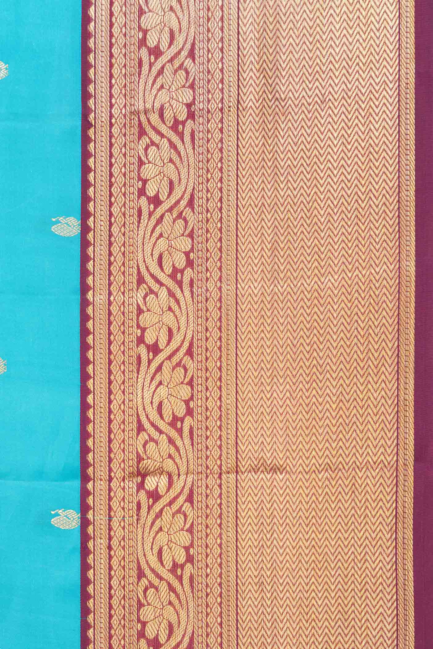 Sky Blue Dual Tone Kanjivaram Saree - Image 3
