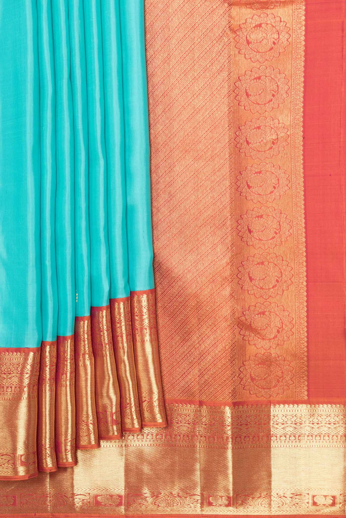 Sky Blue Dual Tone Kanjivaram Saree - Image 4