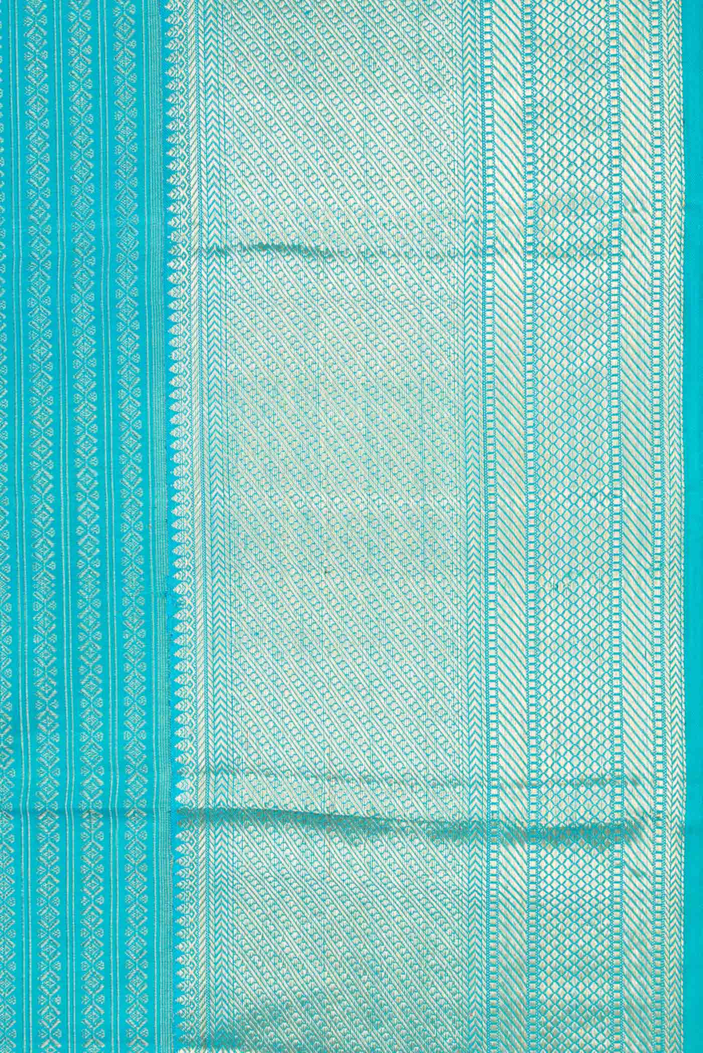 Sky Blue Dual Tone Kanchipuram Silk Saree - Image 3