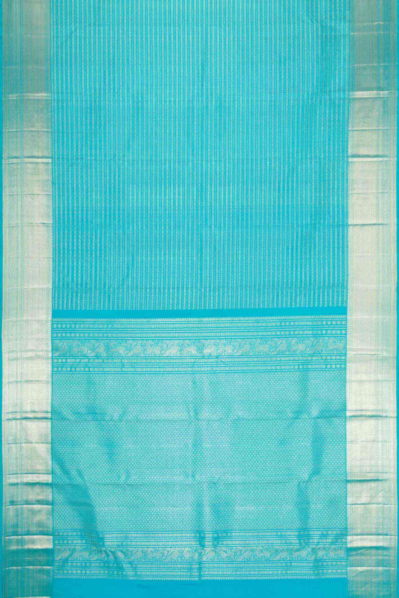 Sky Blue Dual Tone Kanchipuram Silk Saree - Image 6