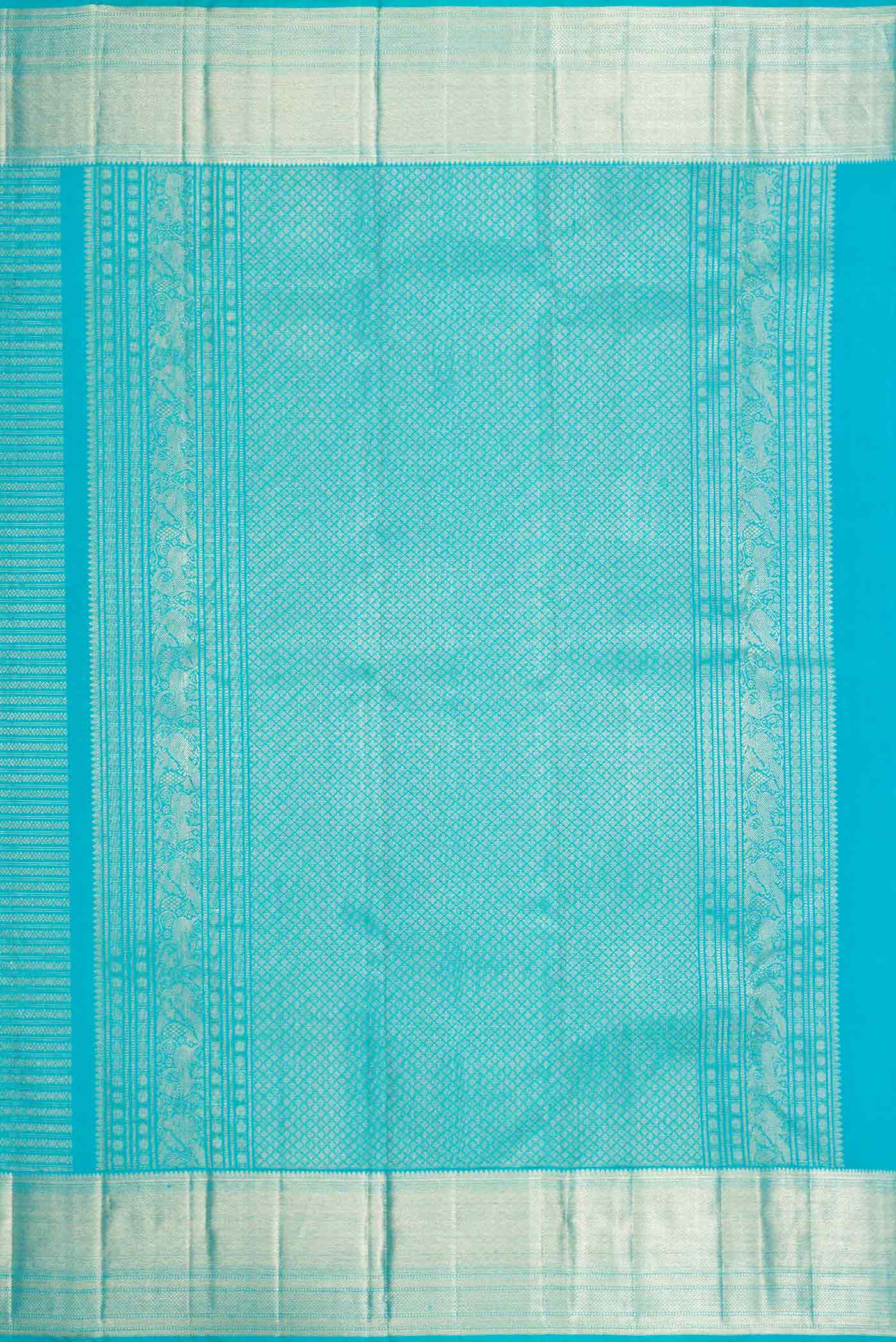 Sky Blue Dual Tone Kanchipuram Silk Saree - Image 7