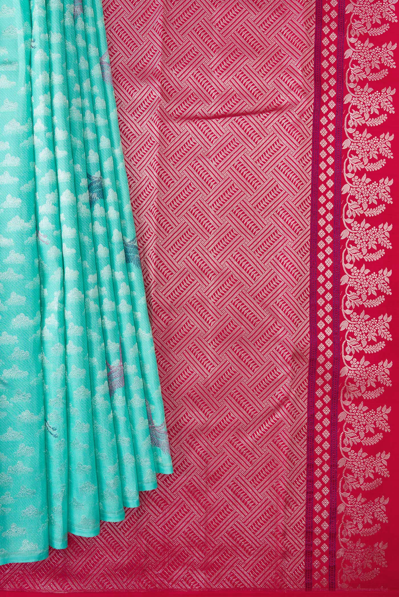 Sky Blue Kanchipuram Silk Saree - Image 3