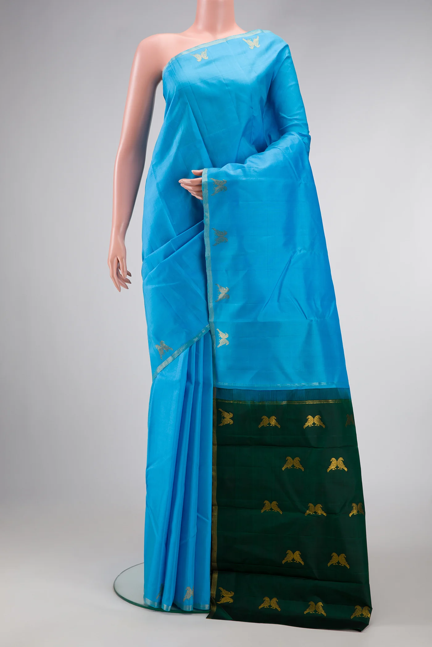Sky Blue Kanchipuram Silk Saree