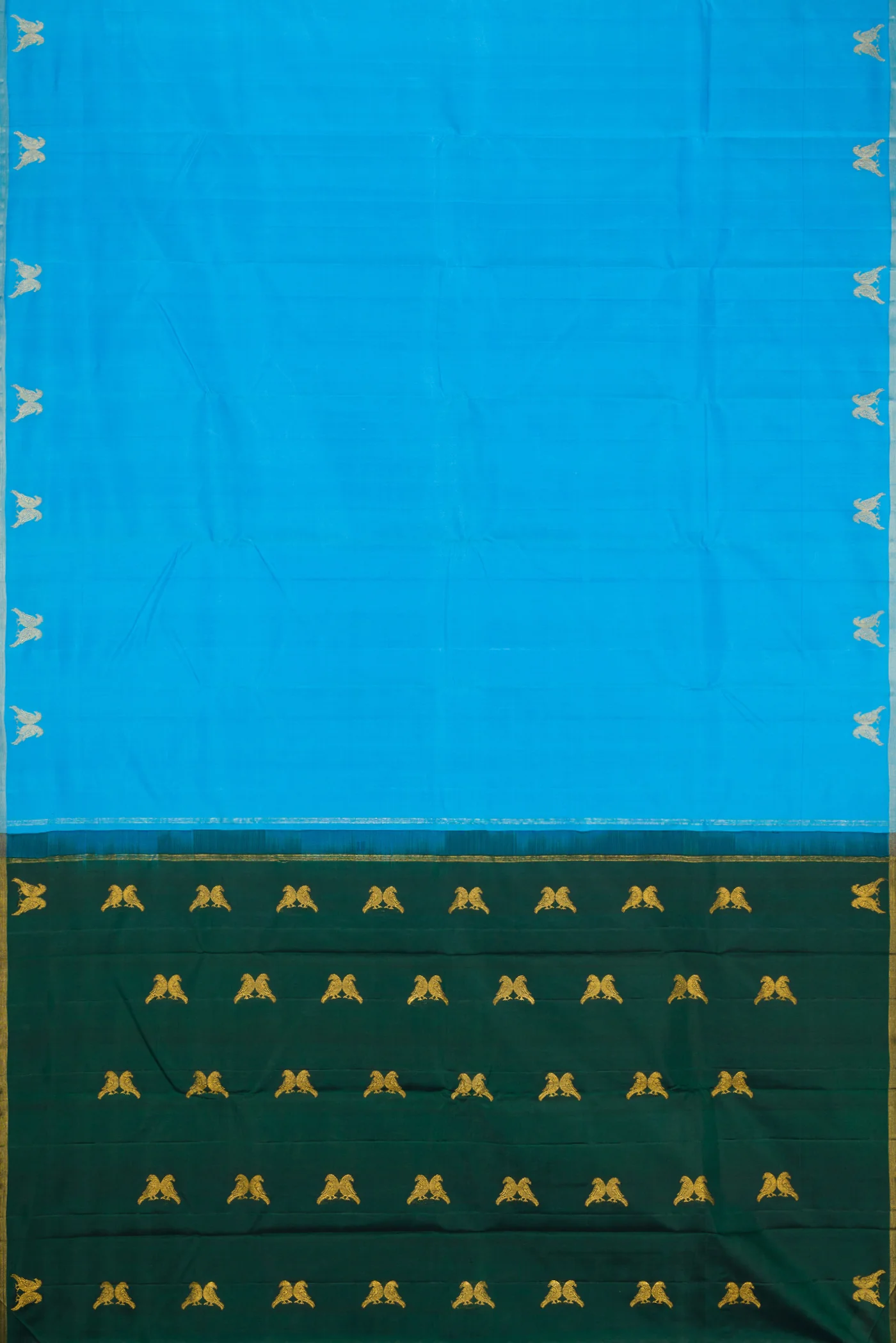 Sky Blue Kanchipuram Silk Saree - Image 6