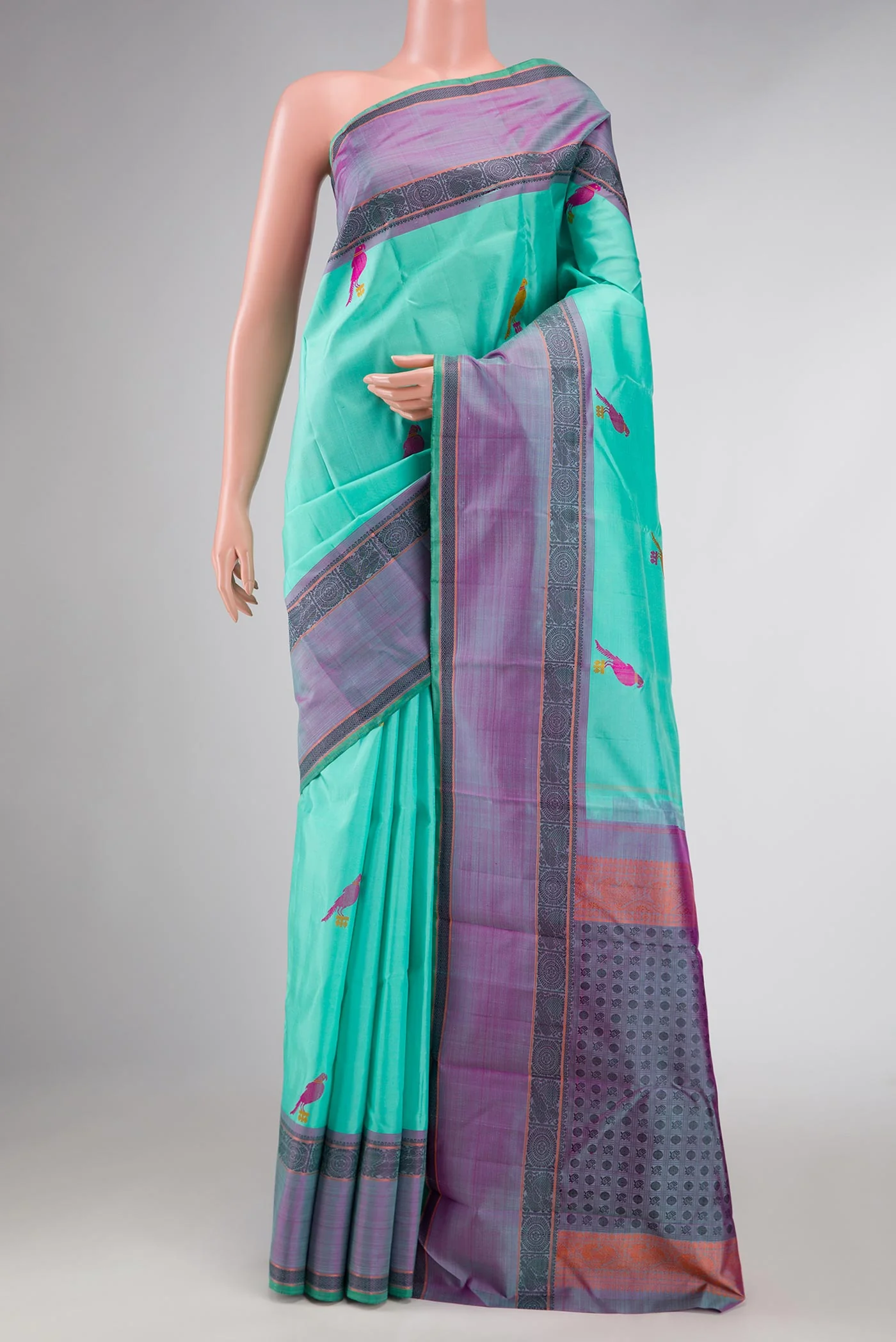 Sky Blue Dual Tone Kanchipuram Silk Saree