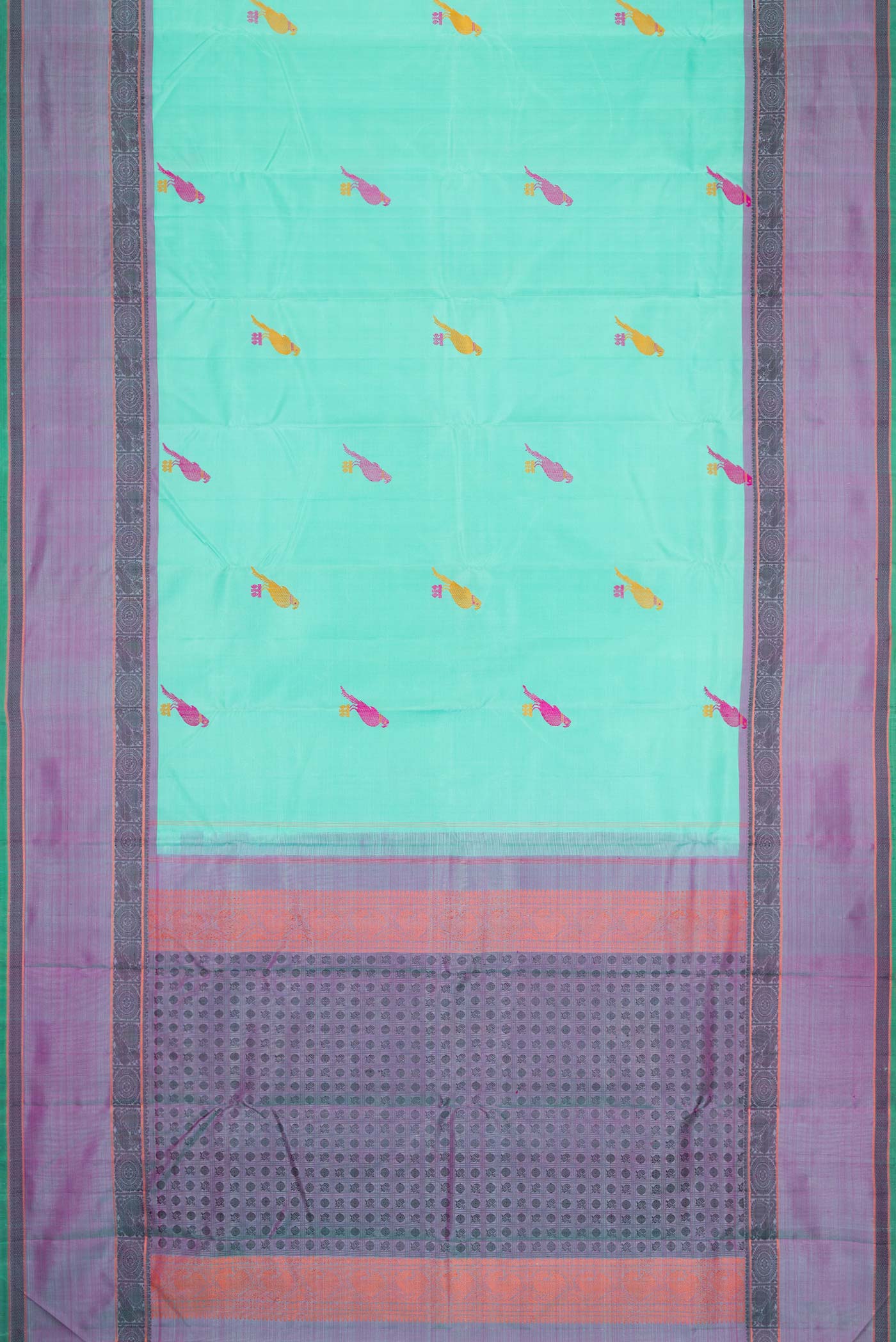 Sky Blue Dual Tone Kanchipuram Silk Saree - Image 6