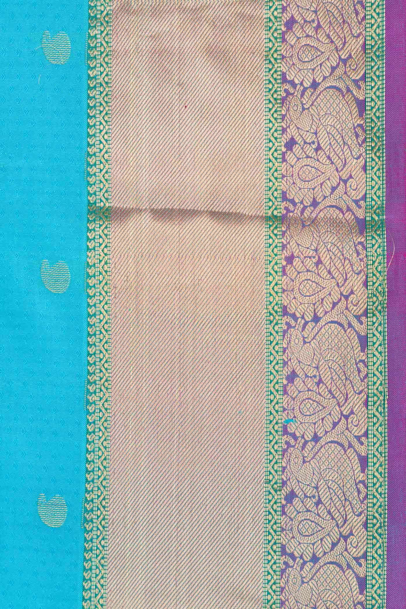 Sky Blue Dual Tone Kanchipuram Silk Saree - Image 3