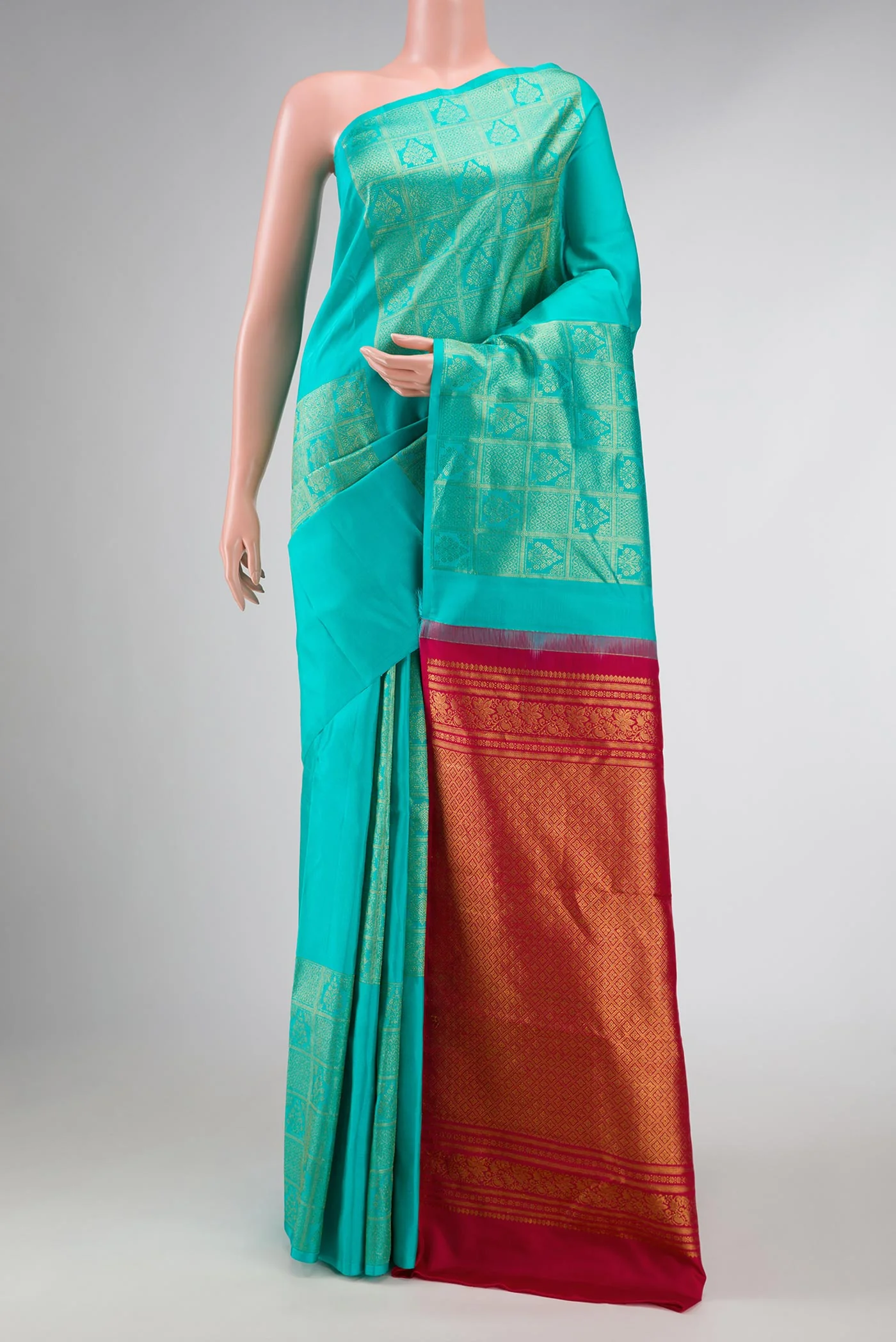 Sky Blue Dual Tone Kanjivaram Silk Saree