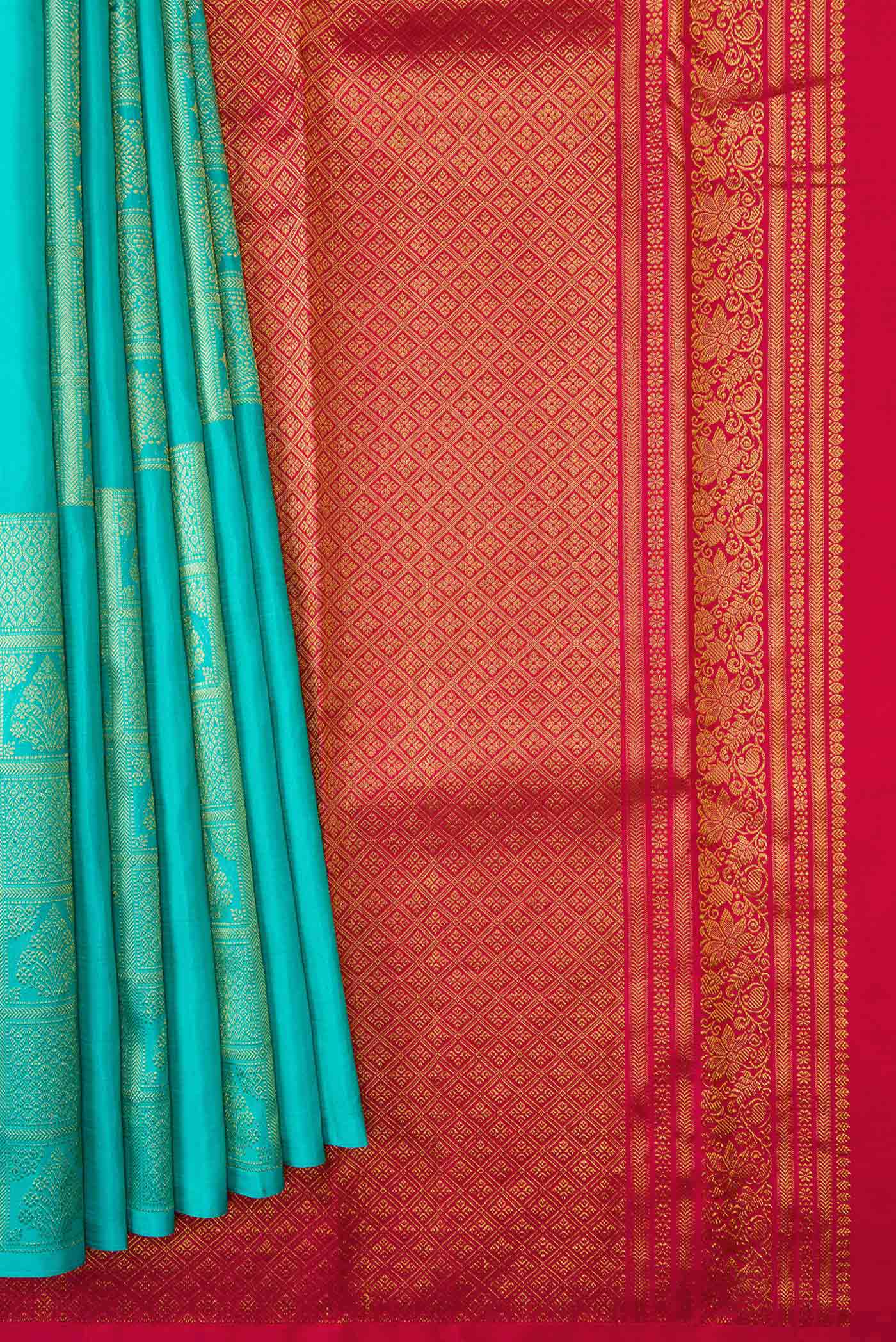 Sky Blue Dual Tone Kanjivaram Silk Saree - Image 3