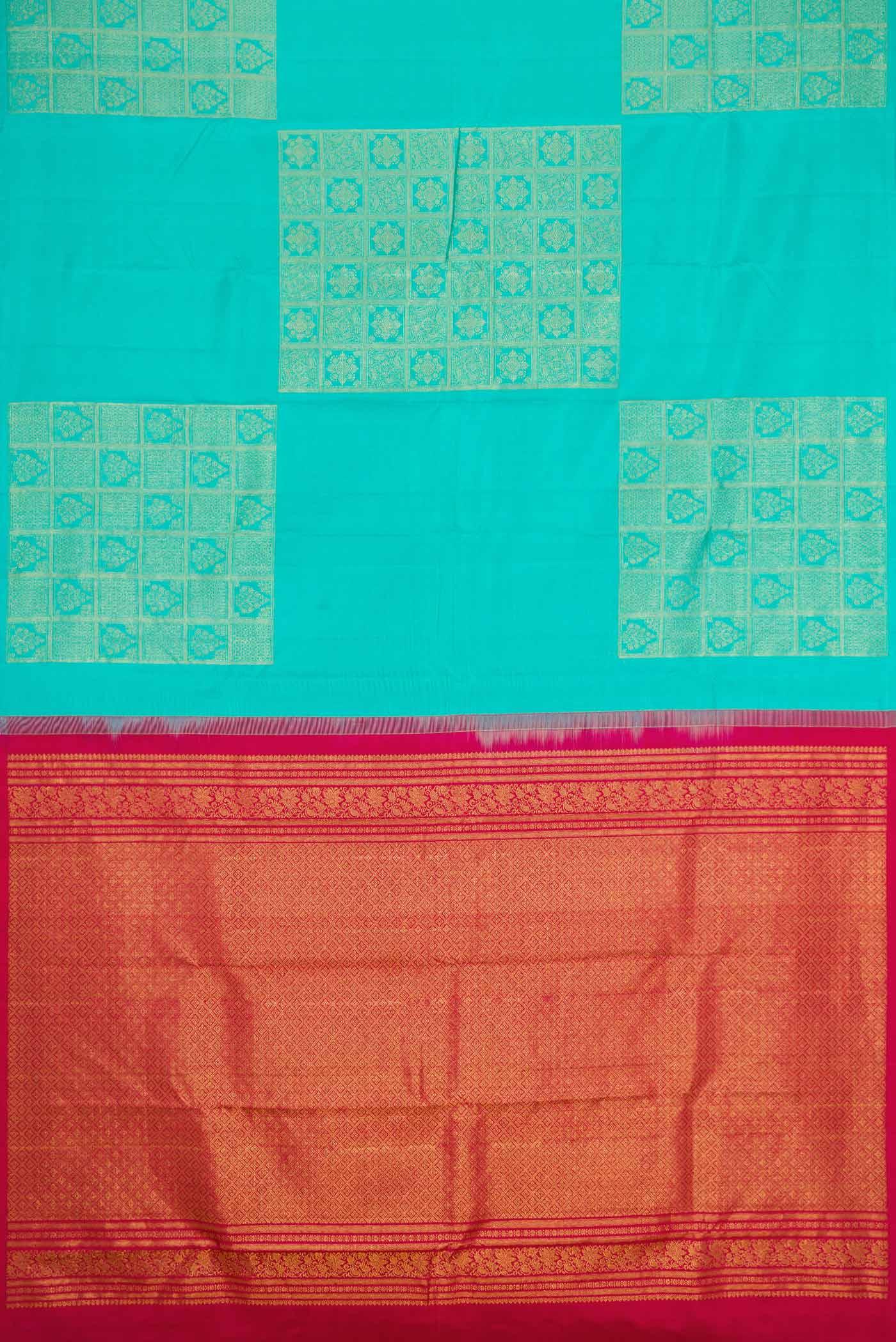 Sky Blue Dual Tone Kanjivaram Silk Saree - Image 5
