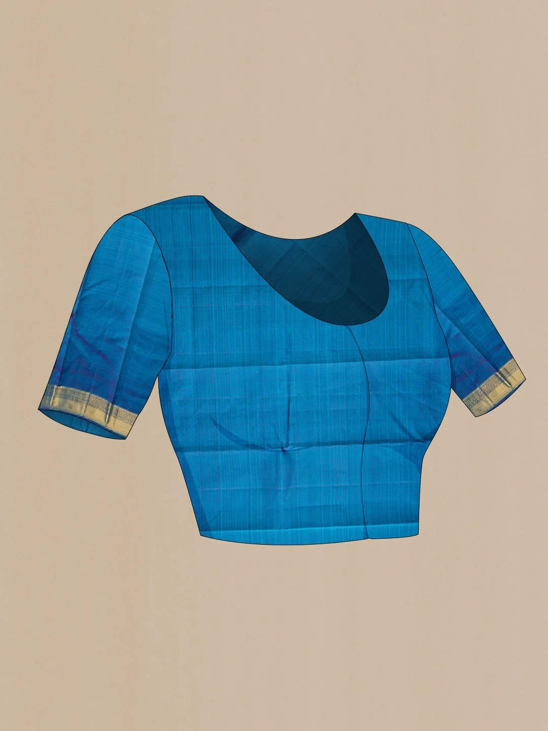Sky Blue Dual Tone Kanjivaram Silk Saree - Image 5