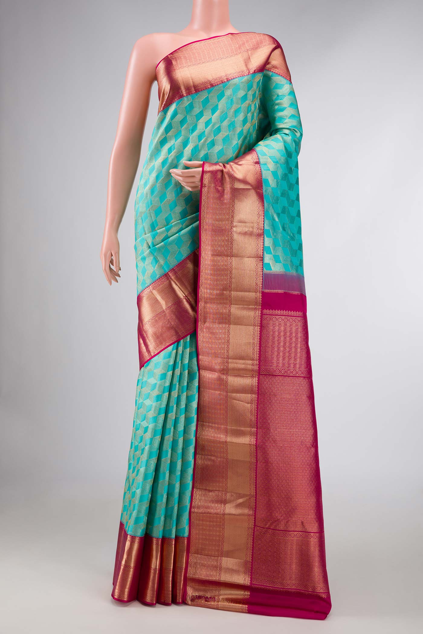 Sky Blue Dual Tone Kanchipuram Silk Saree