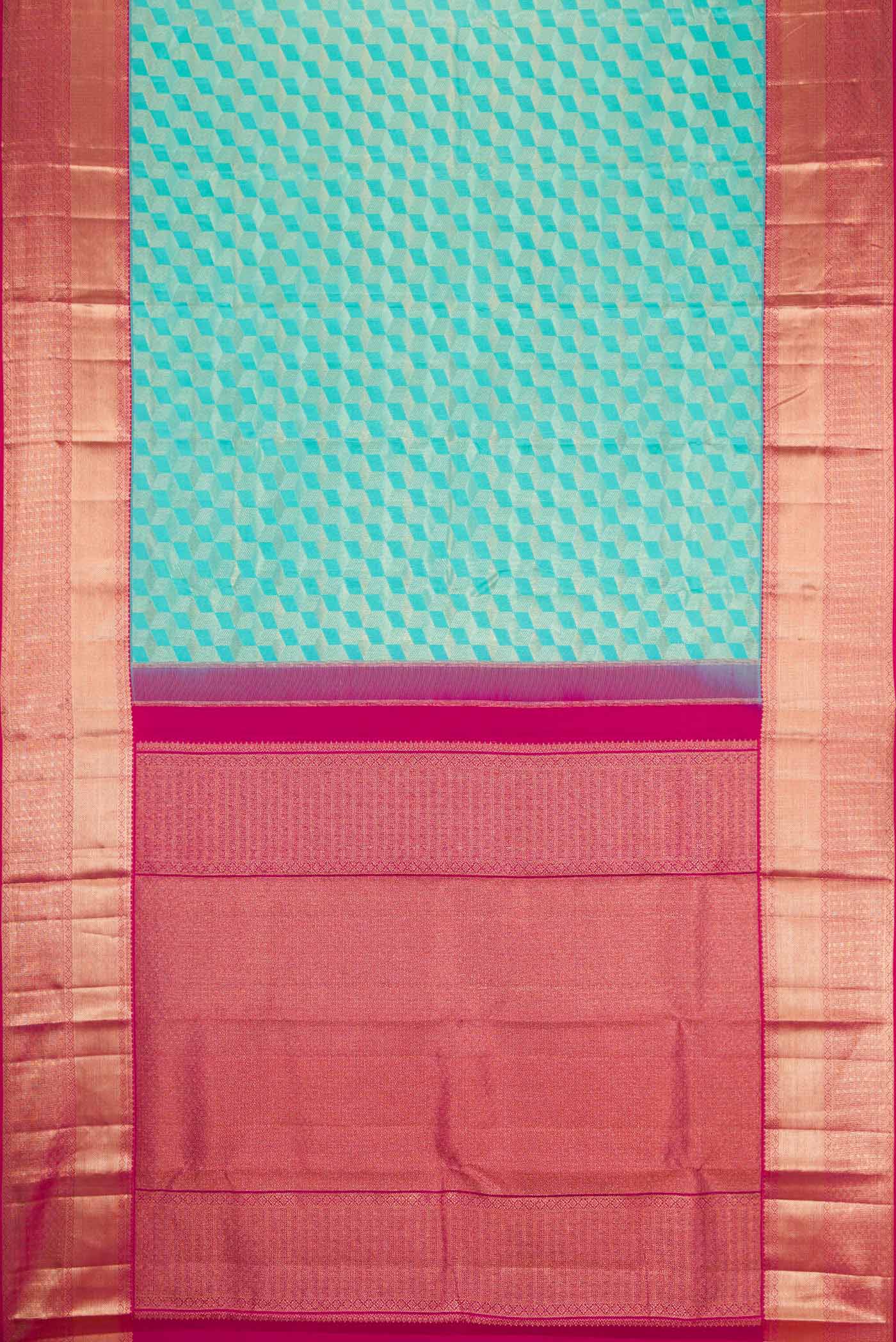 Sky Blue Dual Tone Kanchipuram Silk Saree - Image 6