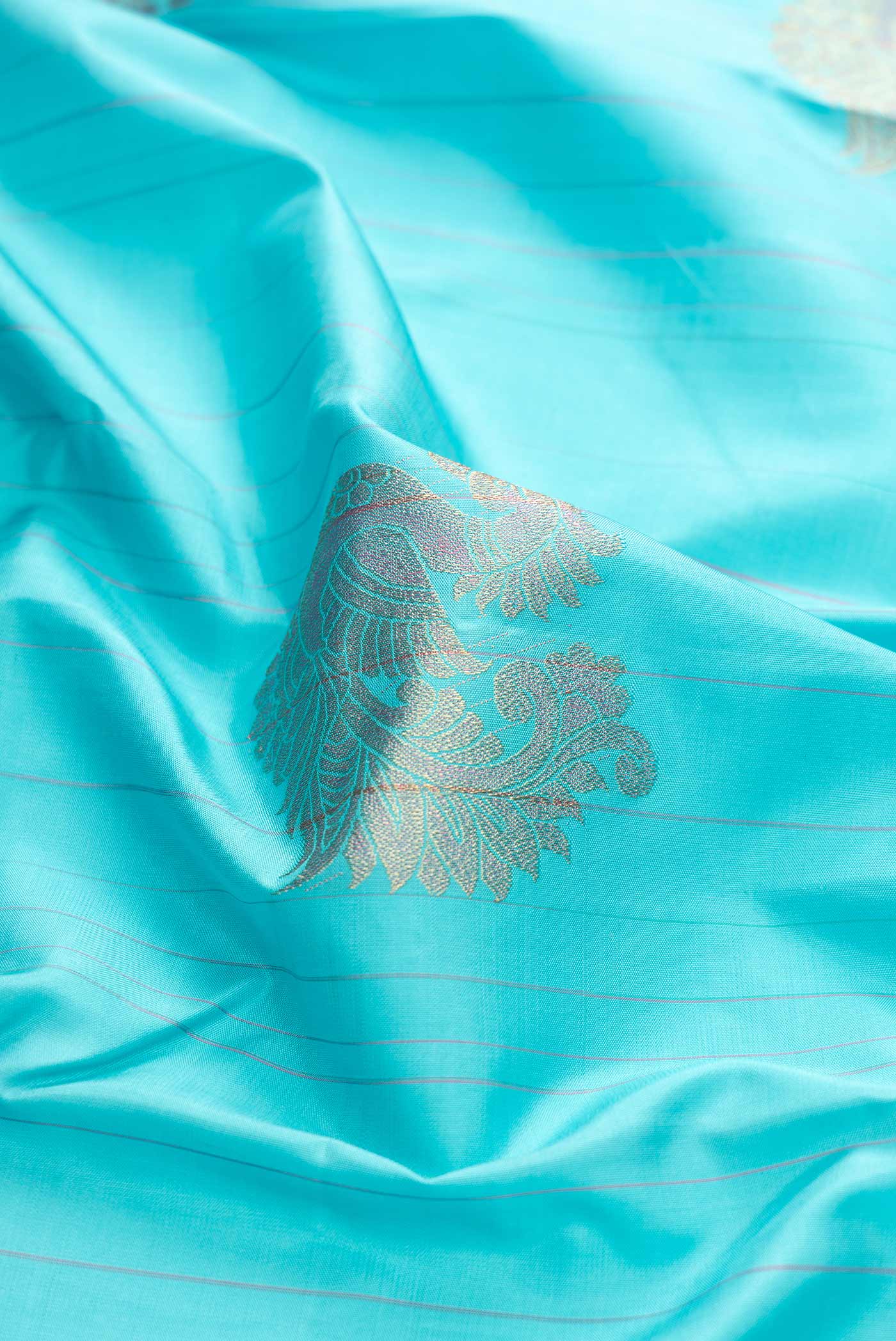 Sky Blue Dual Tone Kanjivaram Silk Saree - Image 2