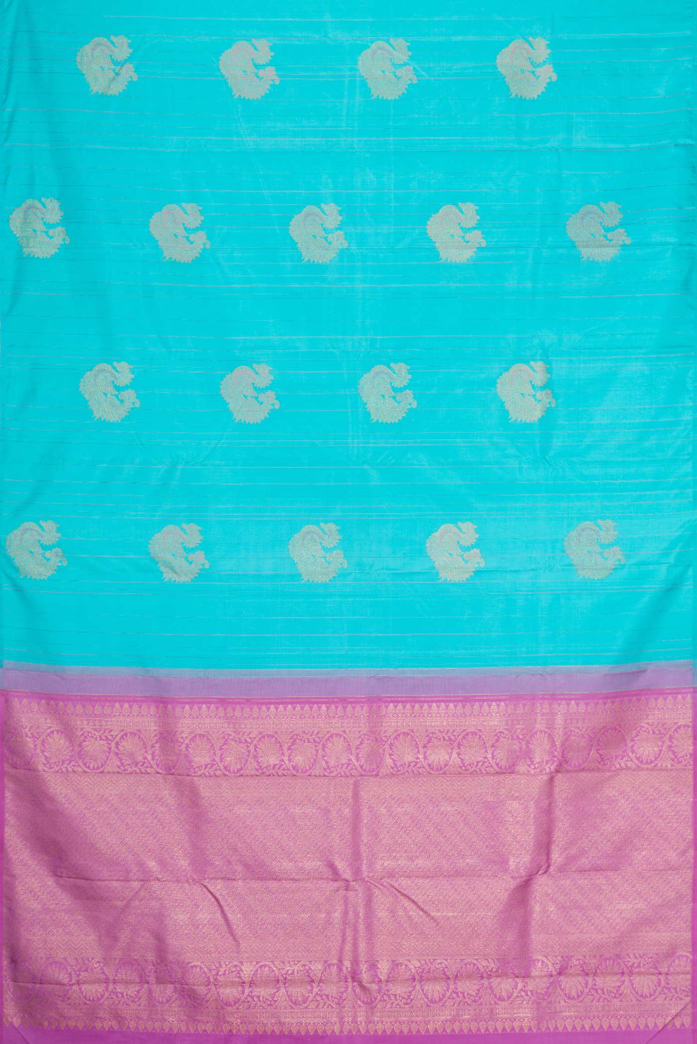 Sky Blue Dual Tone Kanjivaram Silk Saree - Image 5