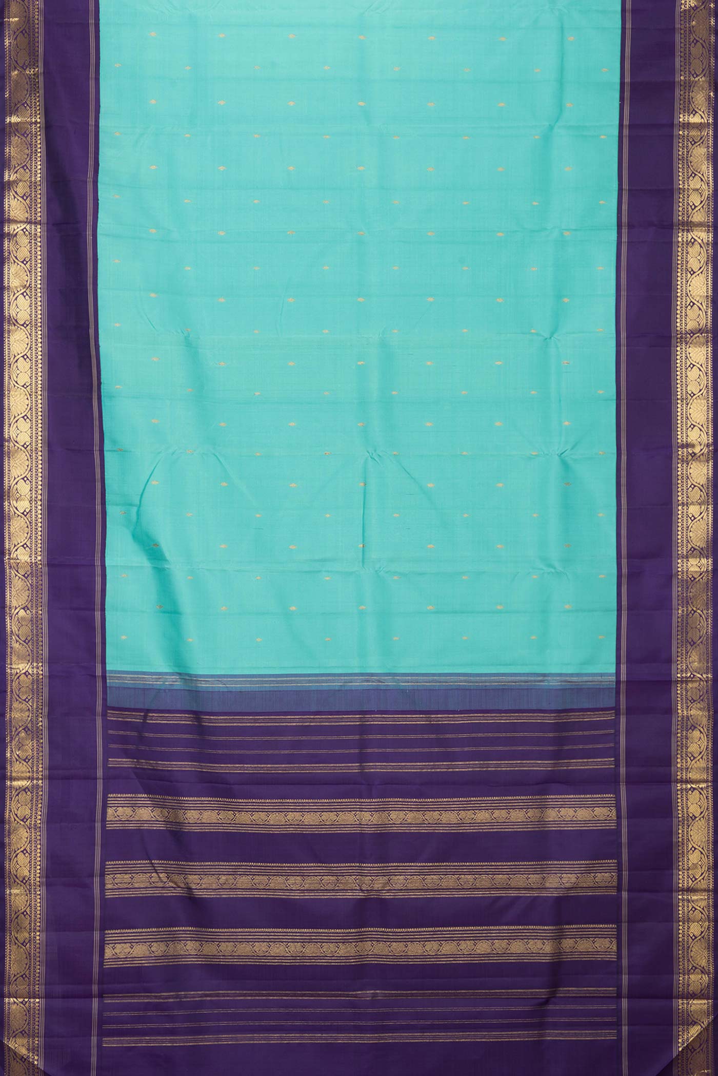 Sky Blue Dual Tone Kanjivaram Silk Saree - Image 6