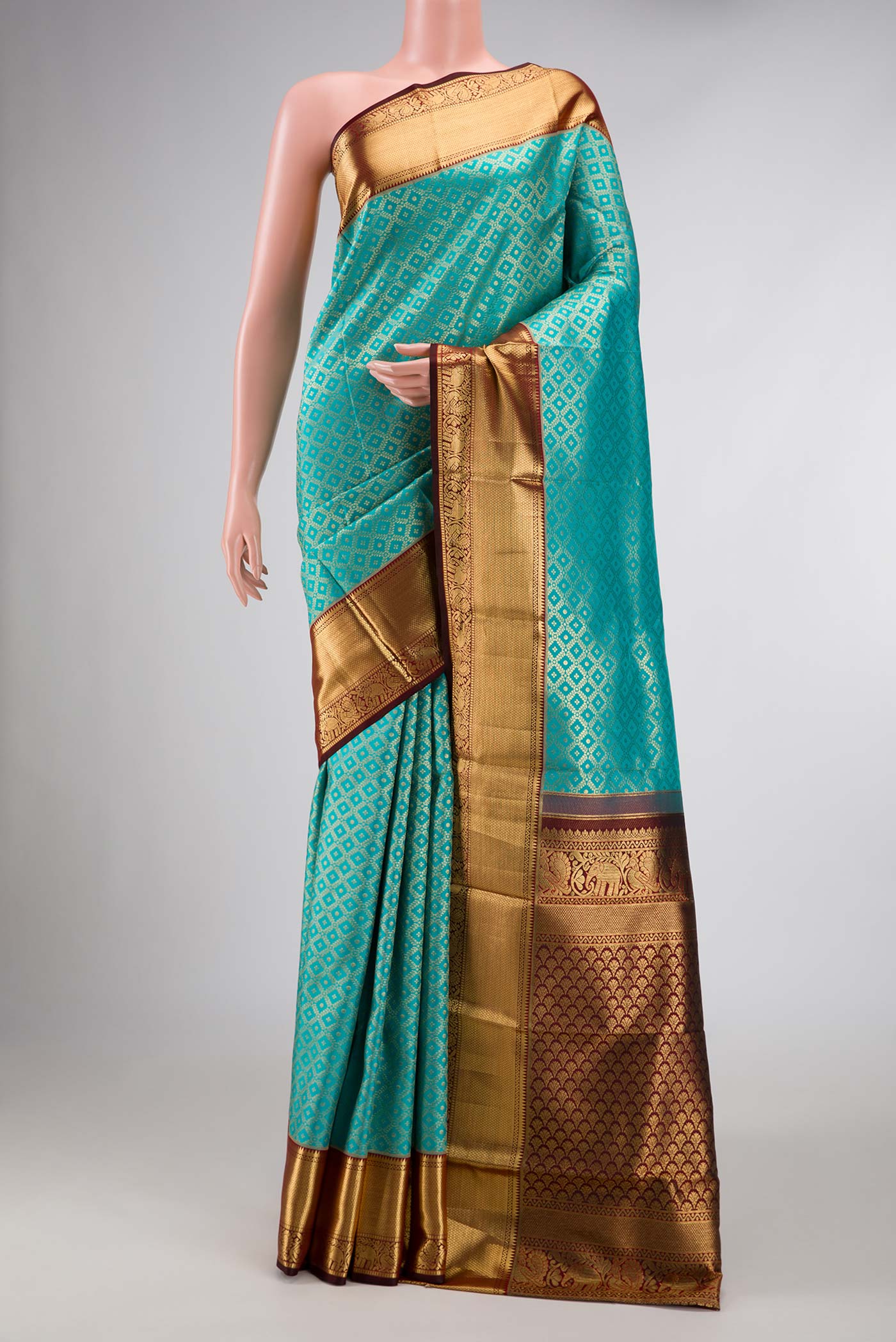 Sky Blue Dual Tone Kanchipuram Silk Saree