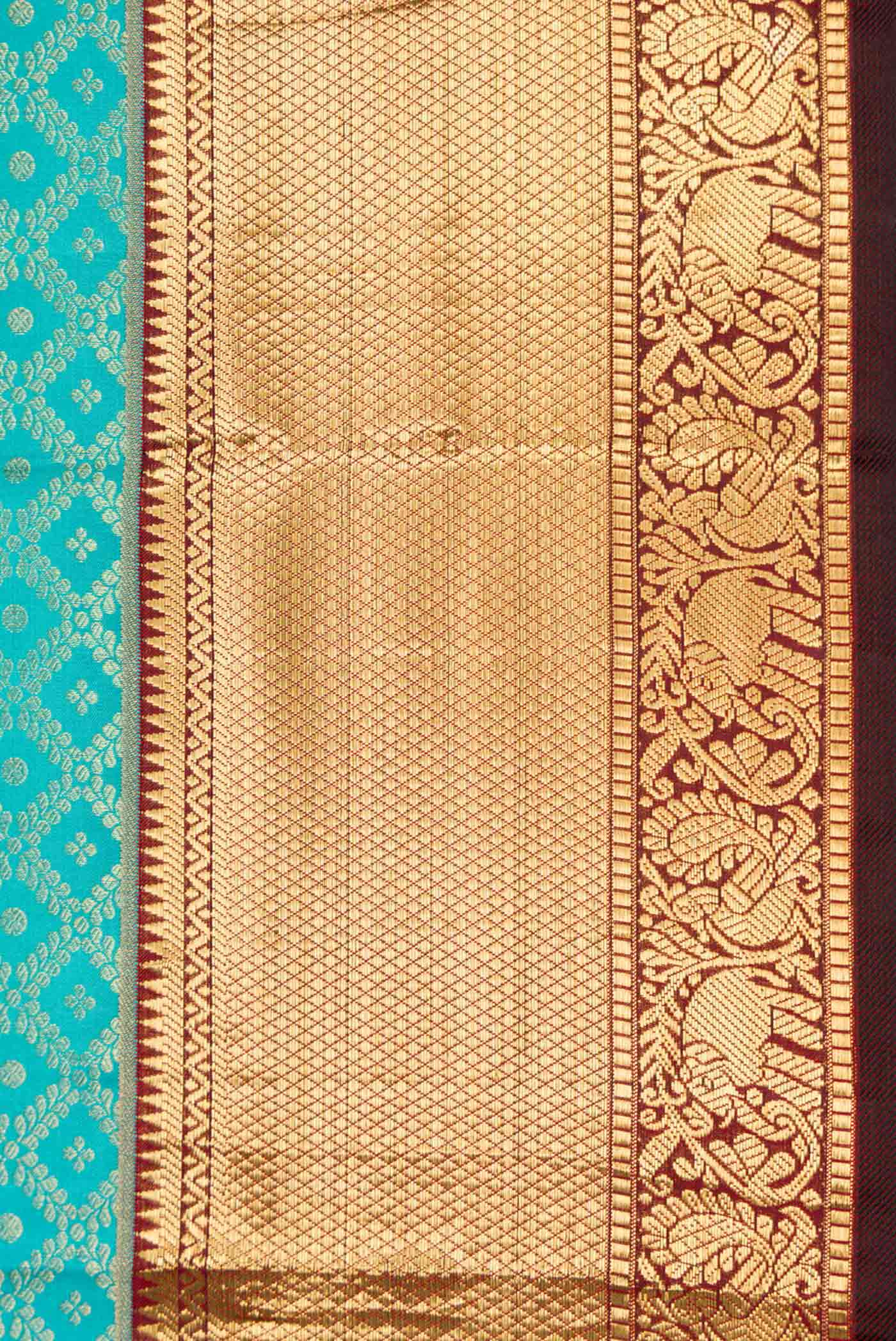 Sky Blue Dual Tone Kanchipuram Silk Saree - Image 3