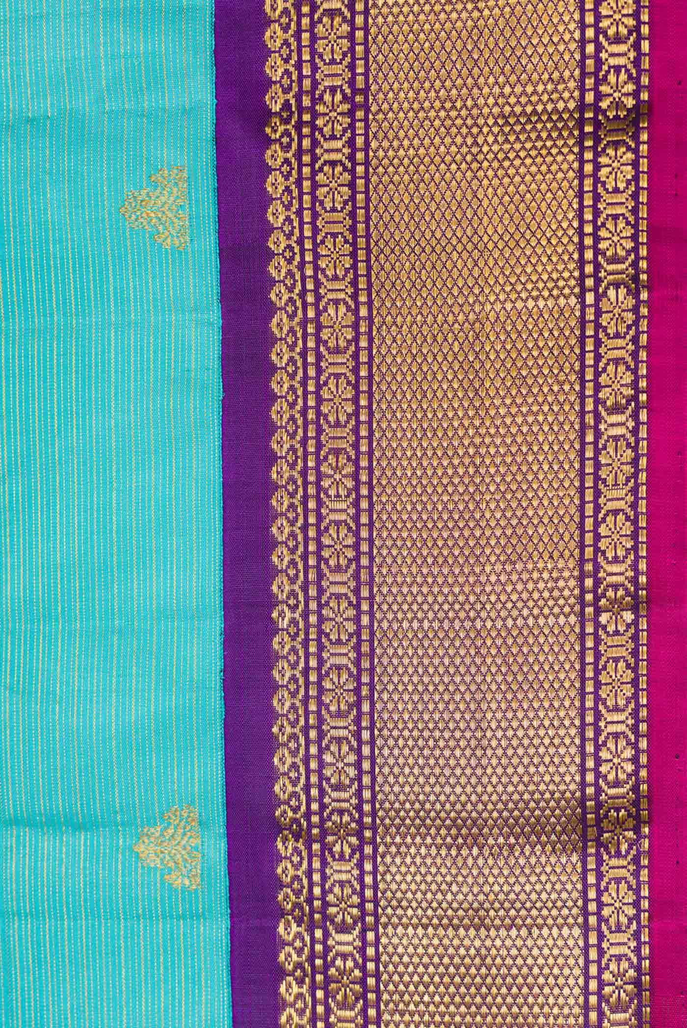 Sky Blue Dual Tone Kanjivaram Silk Saree - Image 3
