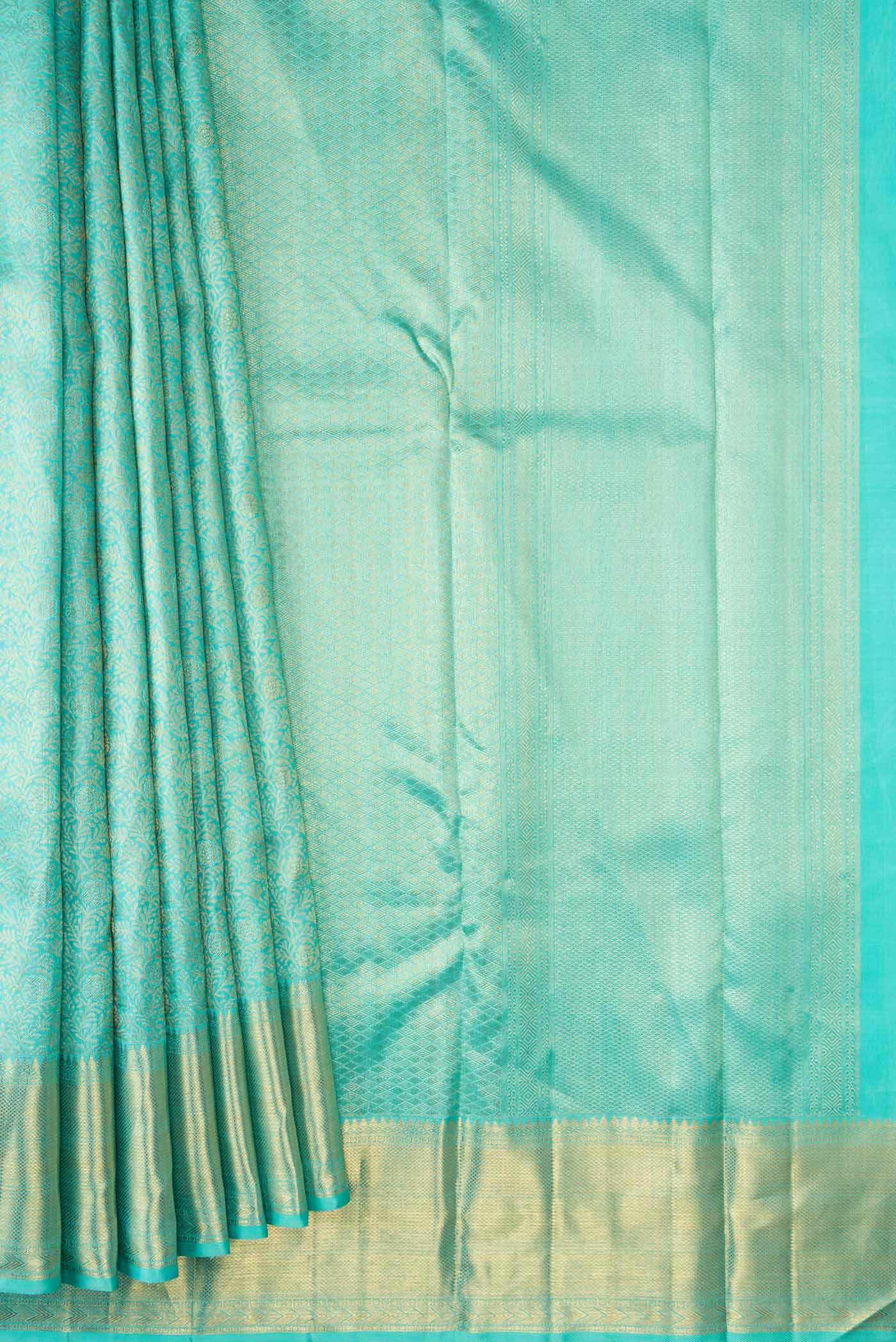 Sky Blue Dual Tone Kanjivaram Silk Saree - Image 4