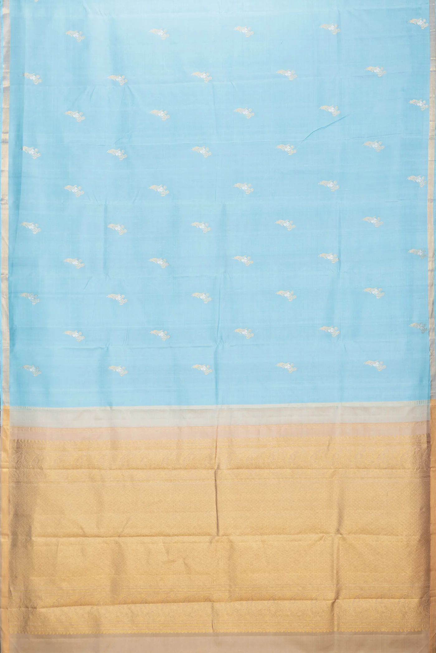 Sky Blue Kanchipuram Silk Saree - Image 6