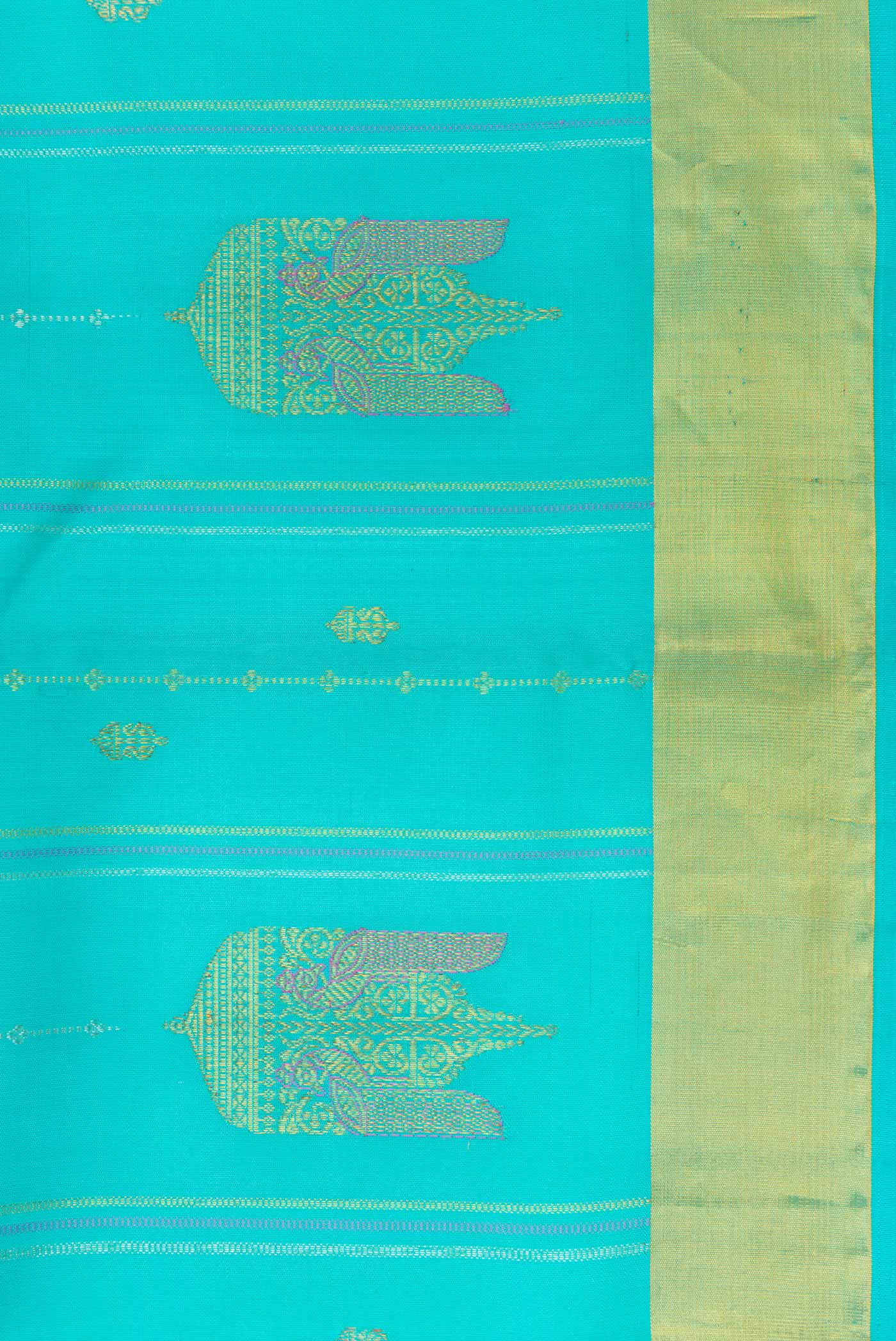 Sky Blue Kanchipuram Silk Saree - Image 3