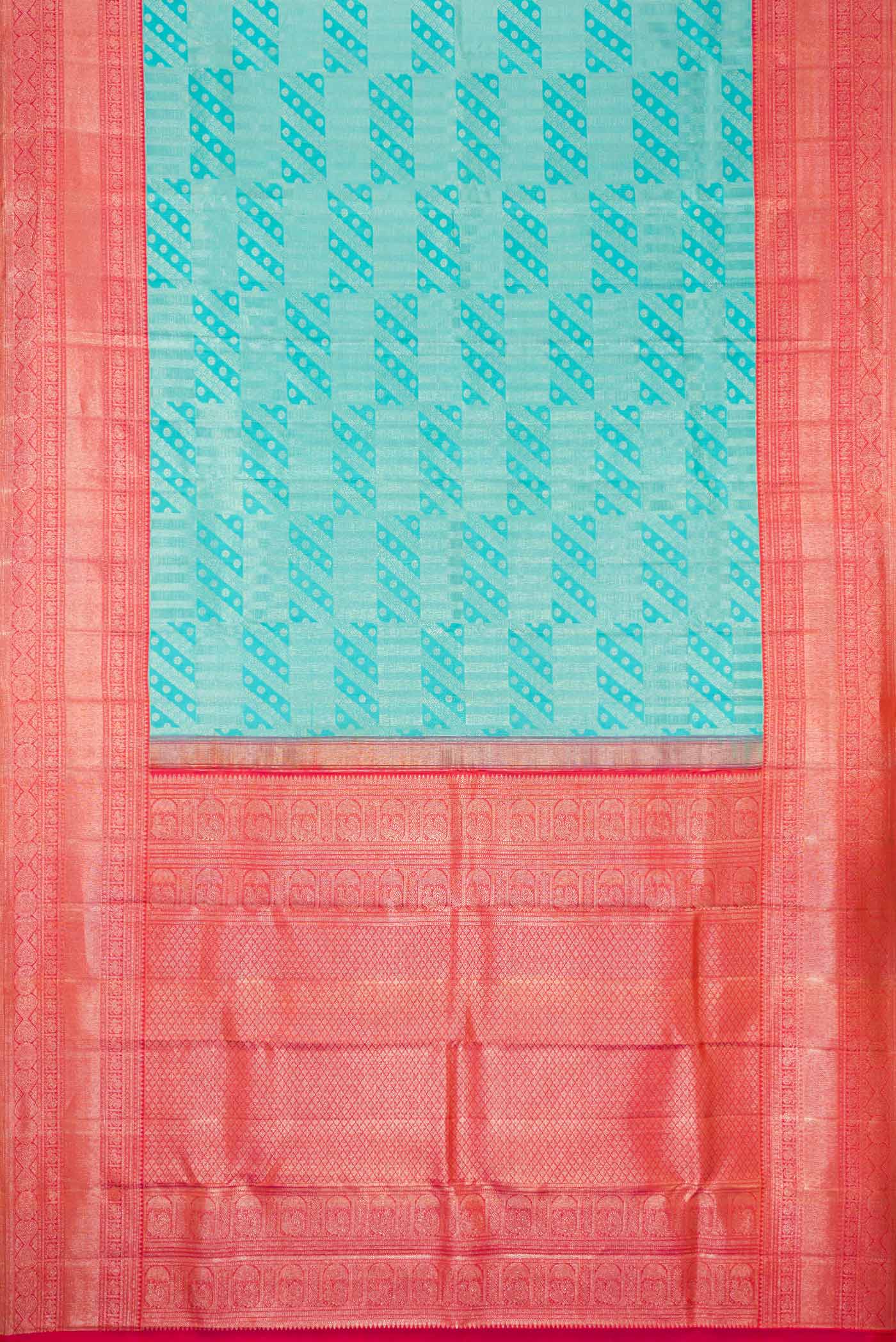 Sky Blue Kanchipuram Silk Saree - Image 6