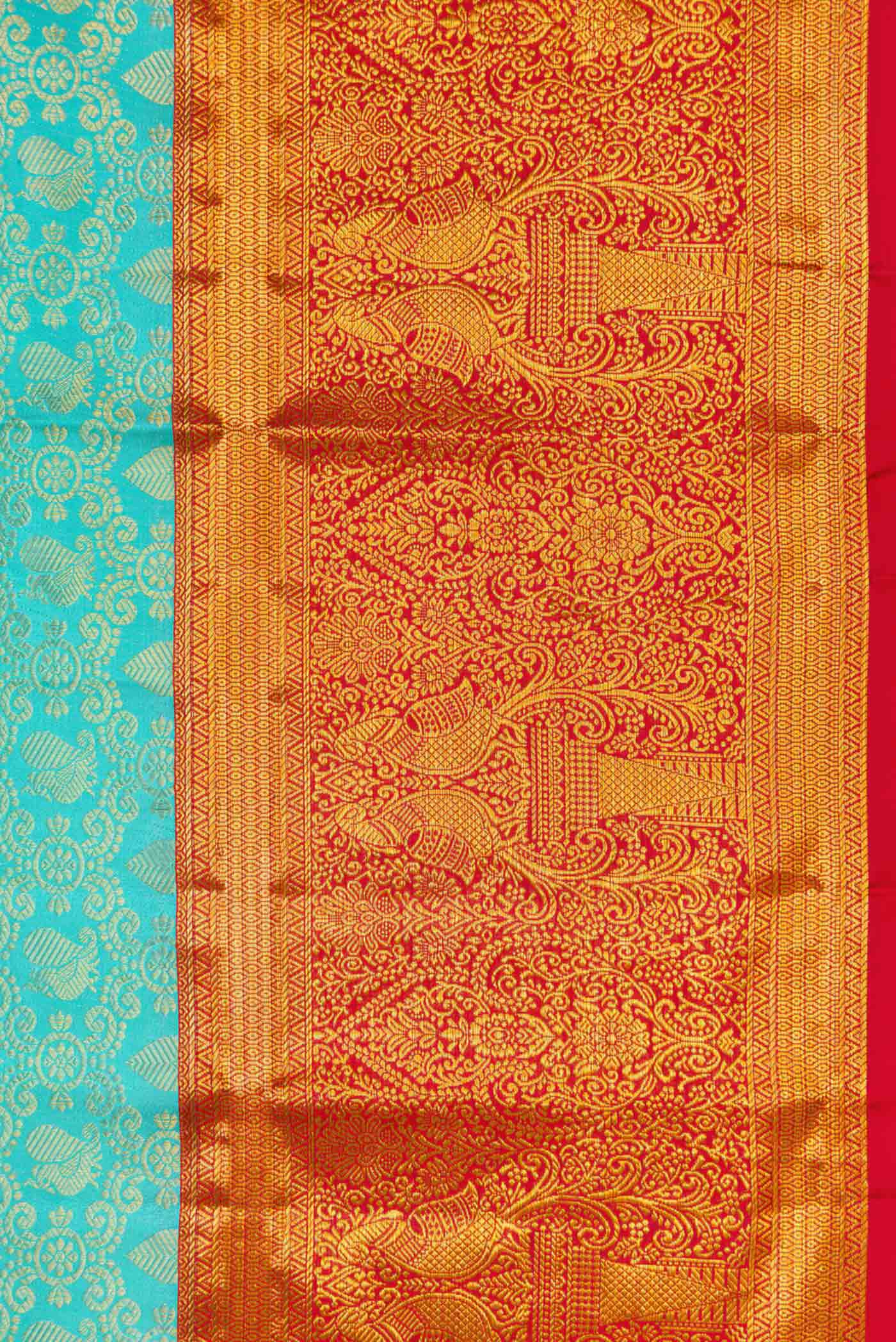 Sky Blue Kanchipuram Silk Saree - Image 3