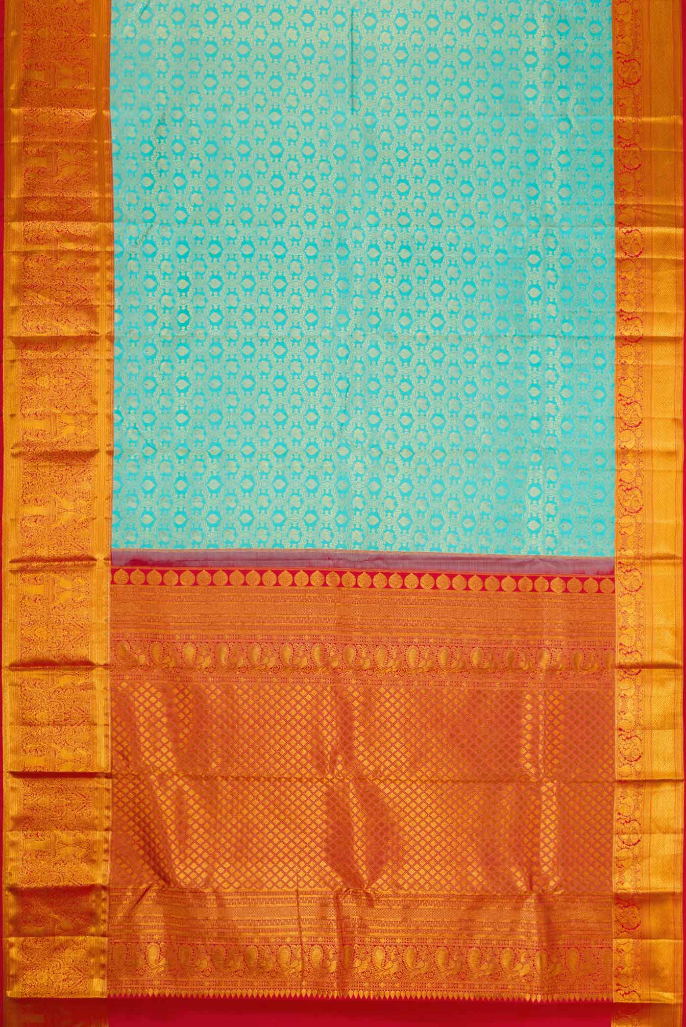Sky Blue Kanchipuram Silk Saree - Image 6