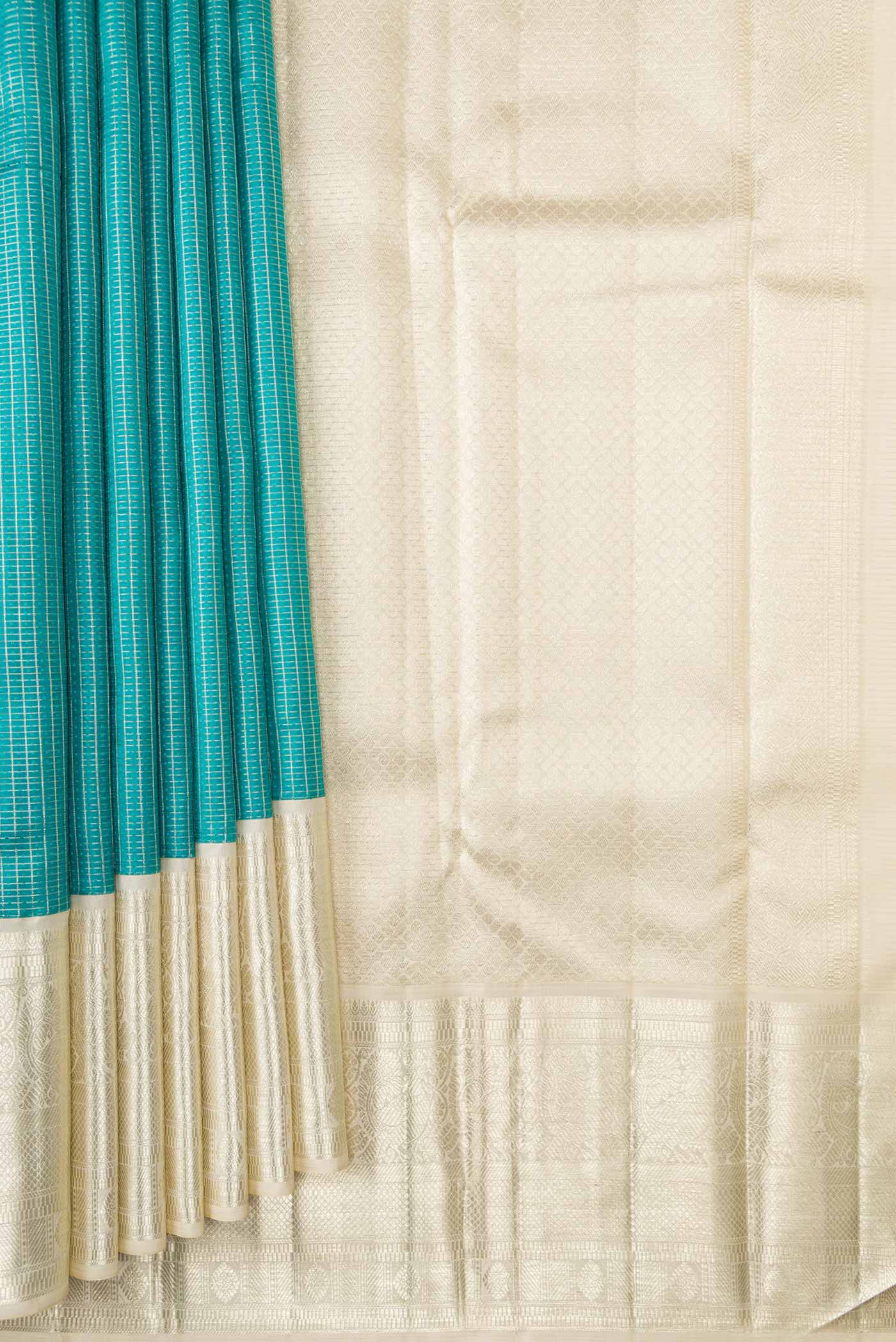 Sky Blue Kanchipuram Silk Saree - Image 4