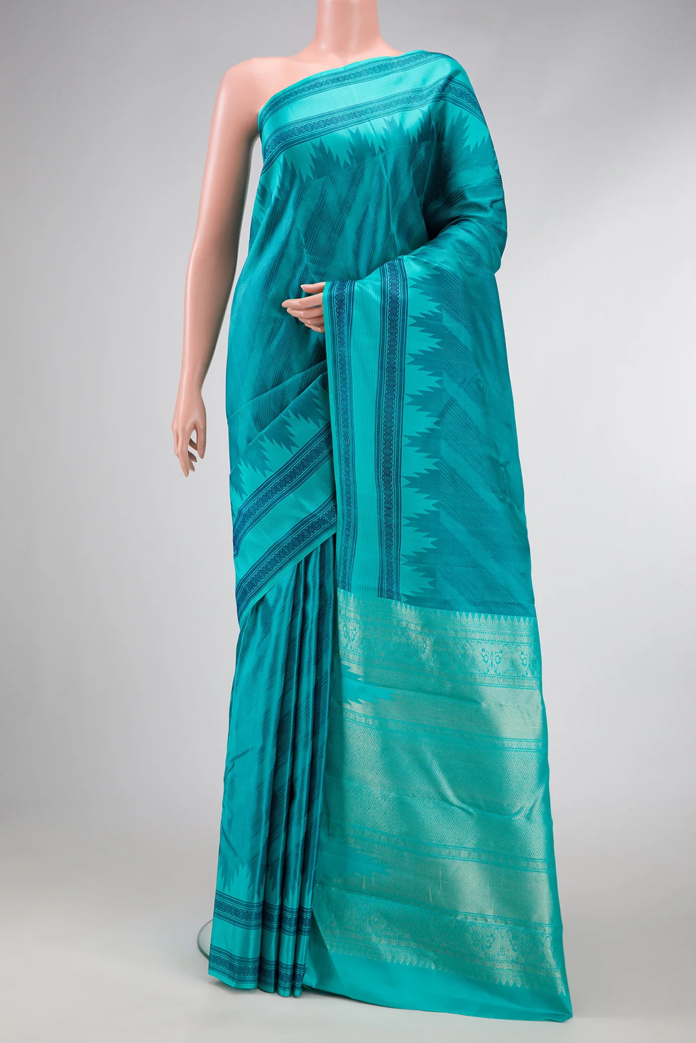 Sky Blue Kanchipuram Silk Saree