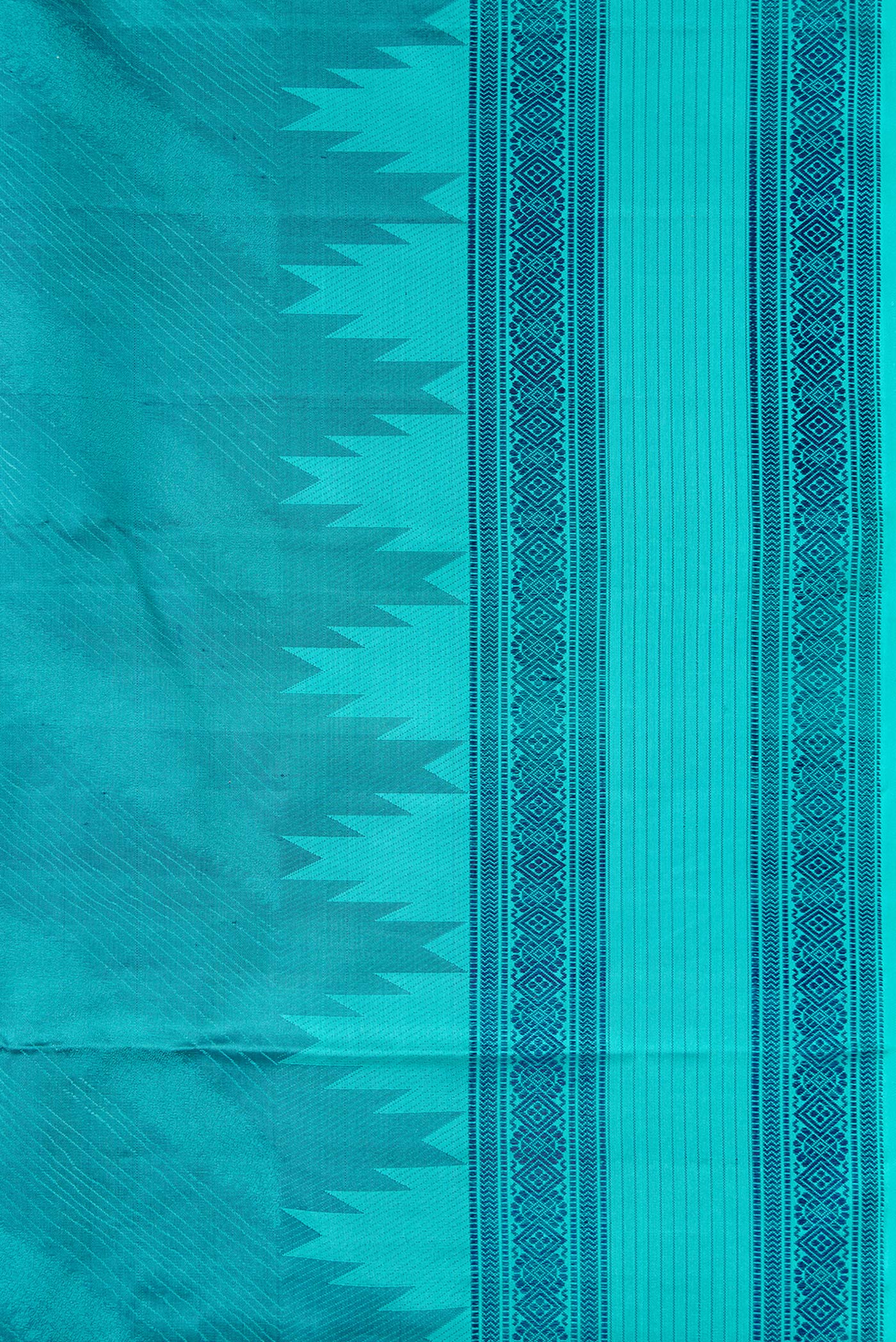 Sky Blue Kanchipuram Silk Saree - Image 3