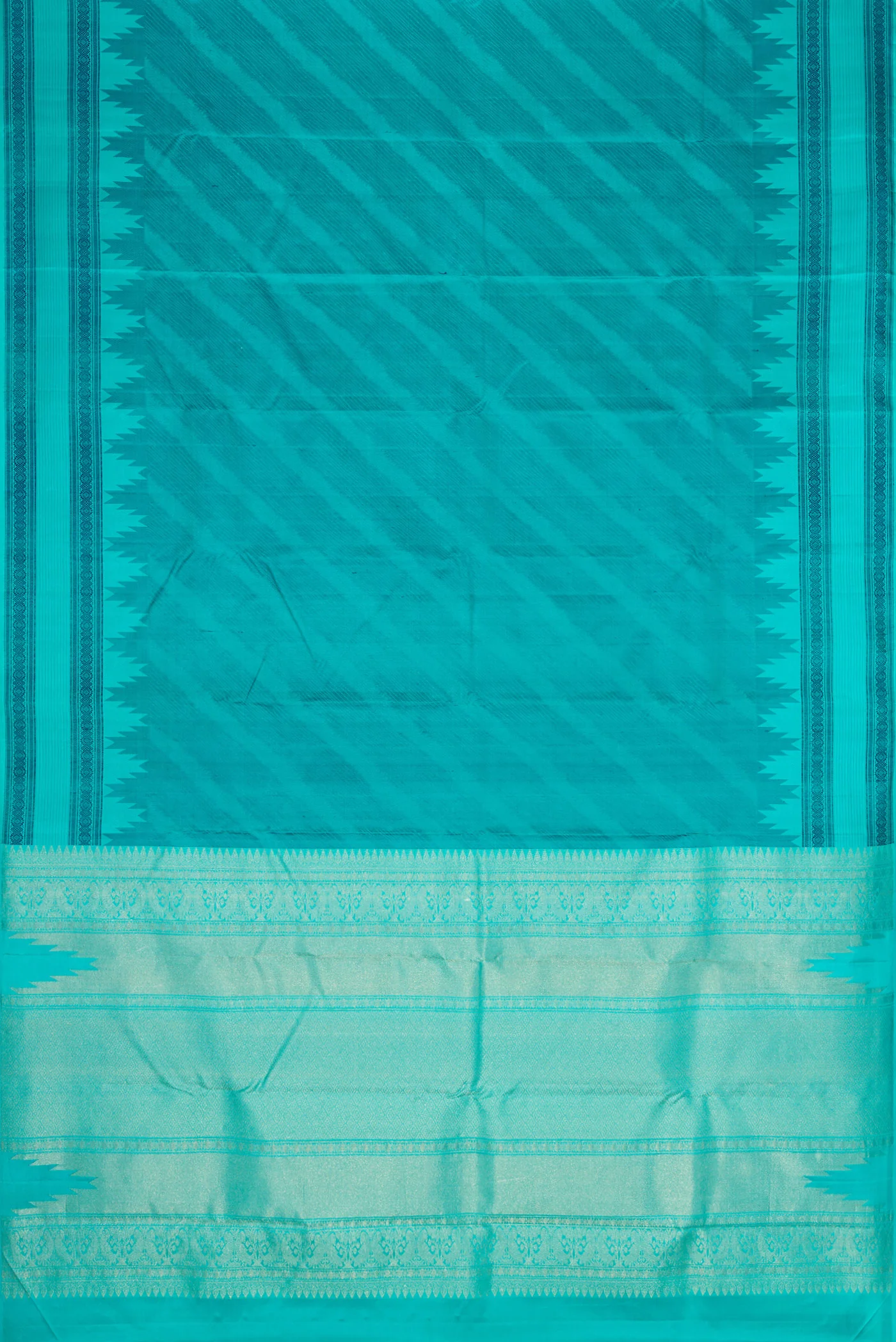 Sky Blue Kanchipuram Silk Saree - Image 6